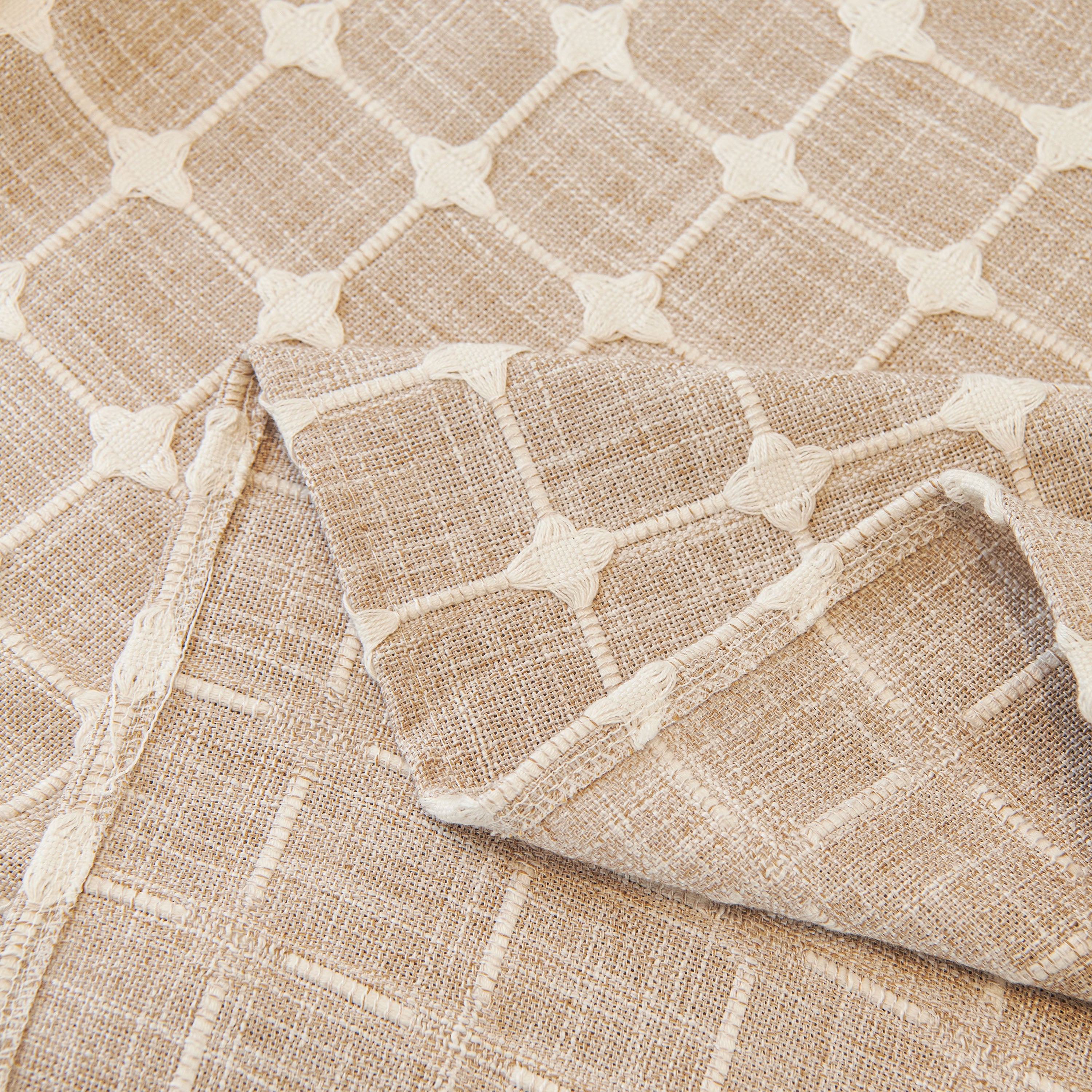 Grid Textured Sofa Cover With Sheer Ruffle Skirt, Pet-friendly Sofa Throw Slipcover