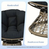 Papasan Wicker Chair with Fabric Cushion and 360 Degree Swivel