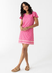Martha's Vineyard Metallic Ruffle Short Sleeve Dress