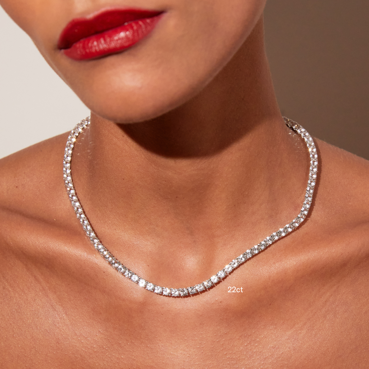 Lab Grown White Sapphire Tennis Necklace - 22ct