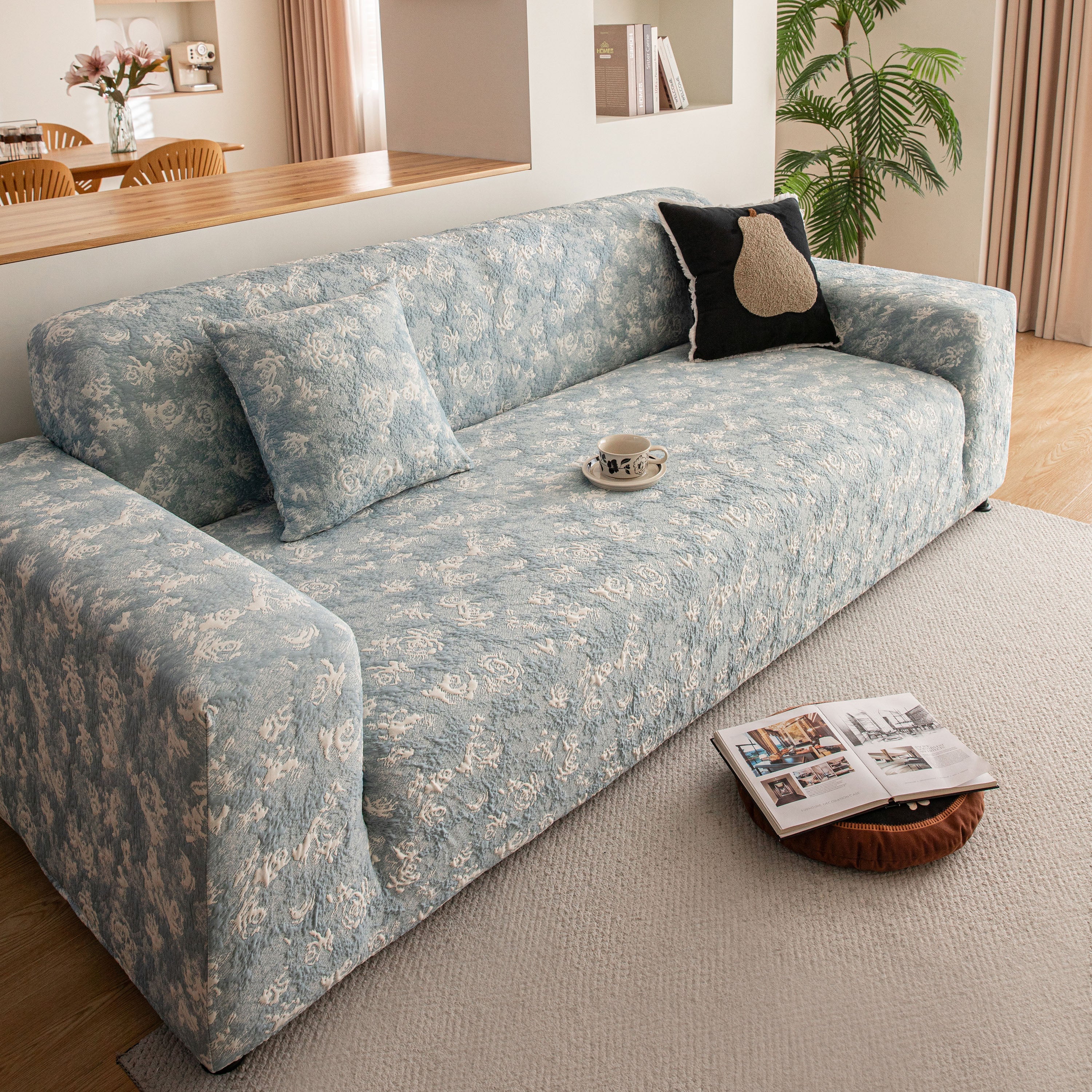High Stretch Thick 3d Spacer Sofa Cover, Air-layer Jacquard Cushioned Couch Slipcover
