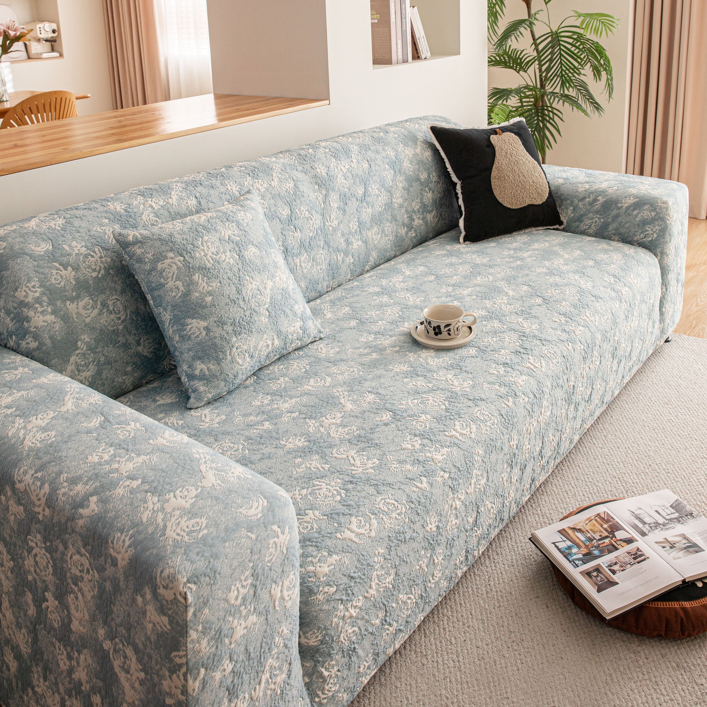 High Stretch Thick 3d Spacer Sofa Cover, Air-layer Jacquard Cushioned Couch Slipcover