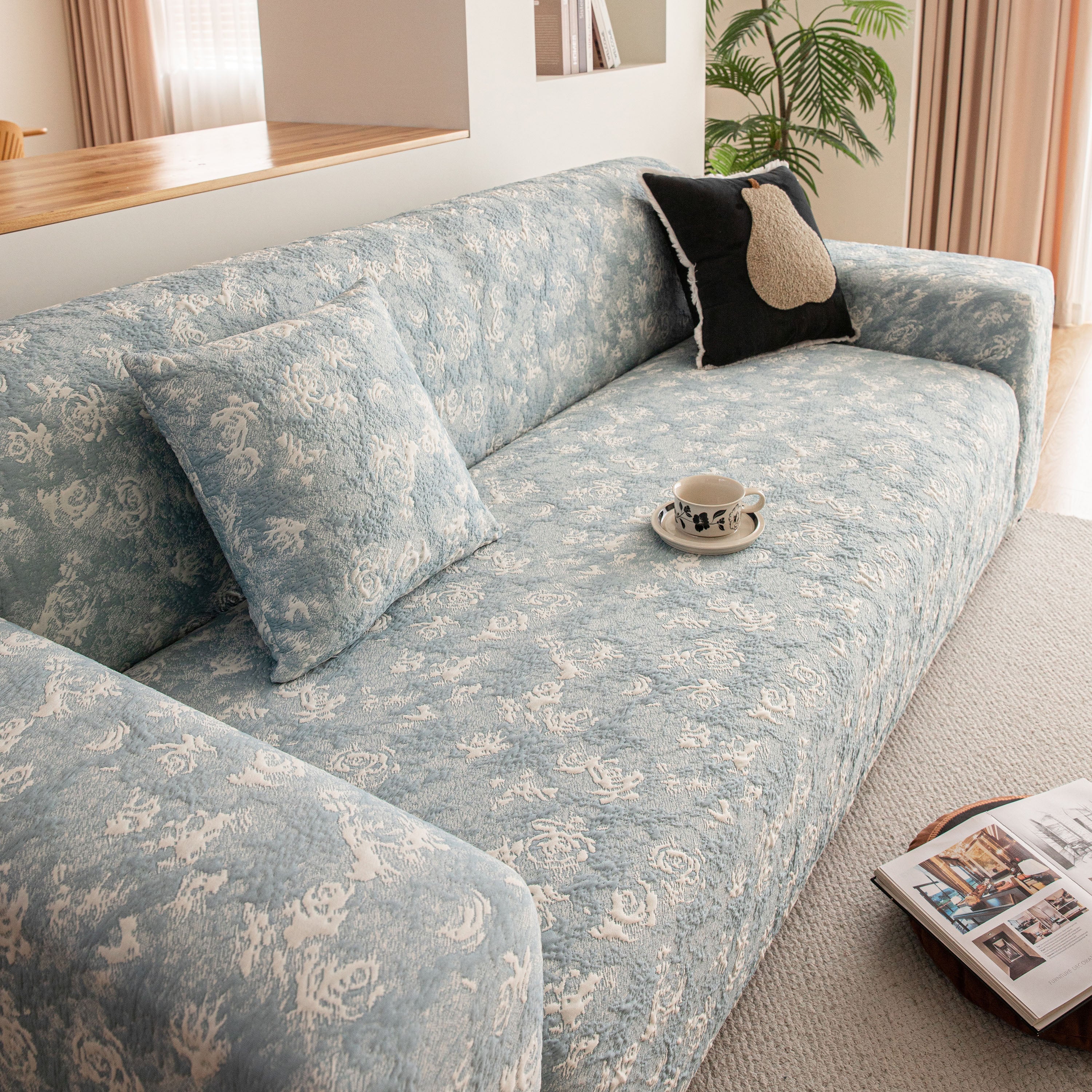 High Stretch Thick 3d Spacer Sofa Cover, Air-layer Jacquard Cushioned Couch Slipcover