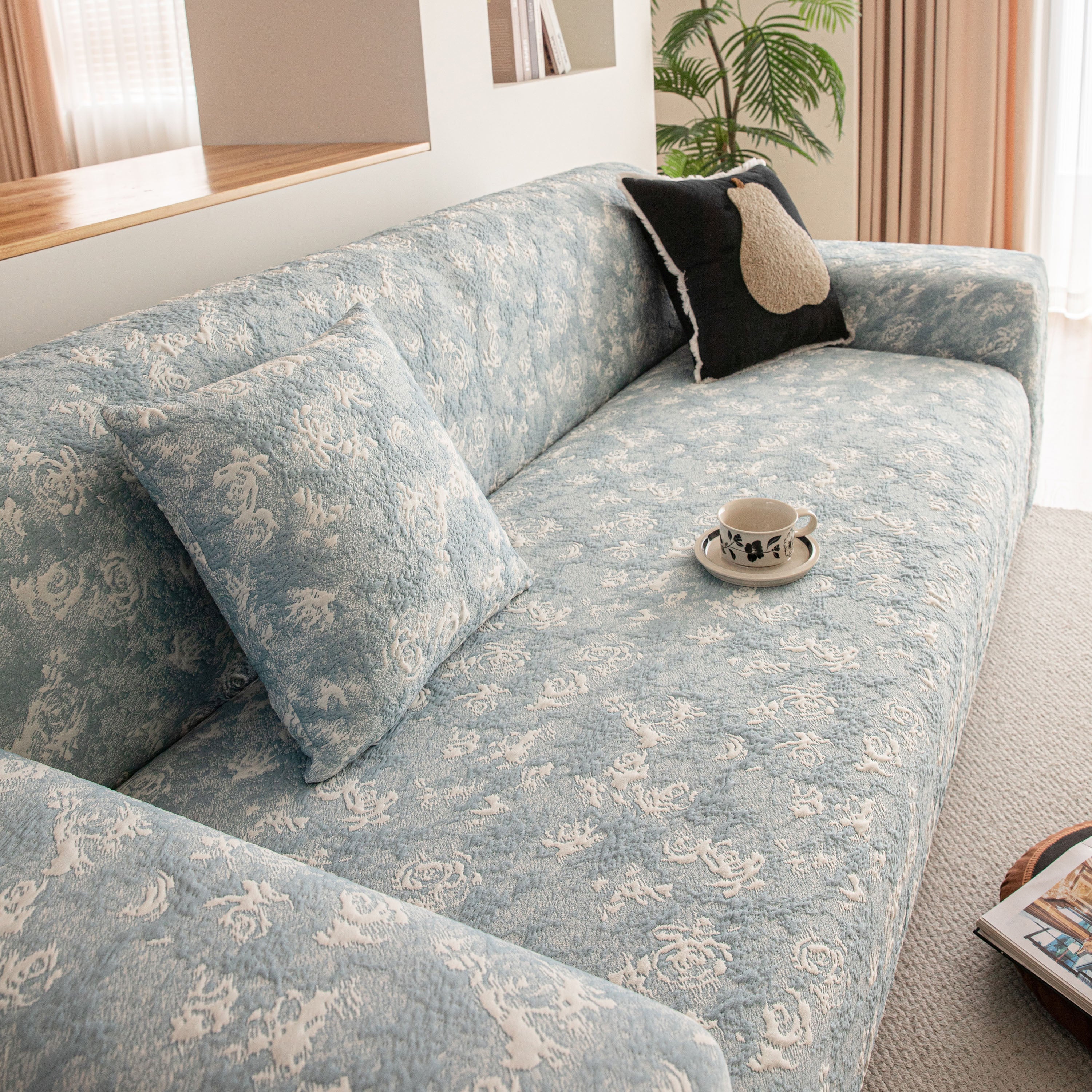 High Stretch Thick 3d Spacer Sofa Cover, Air-layer Jacquard Cushioned Couch Slipcover