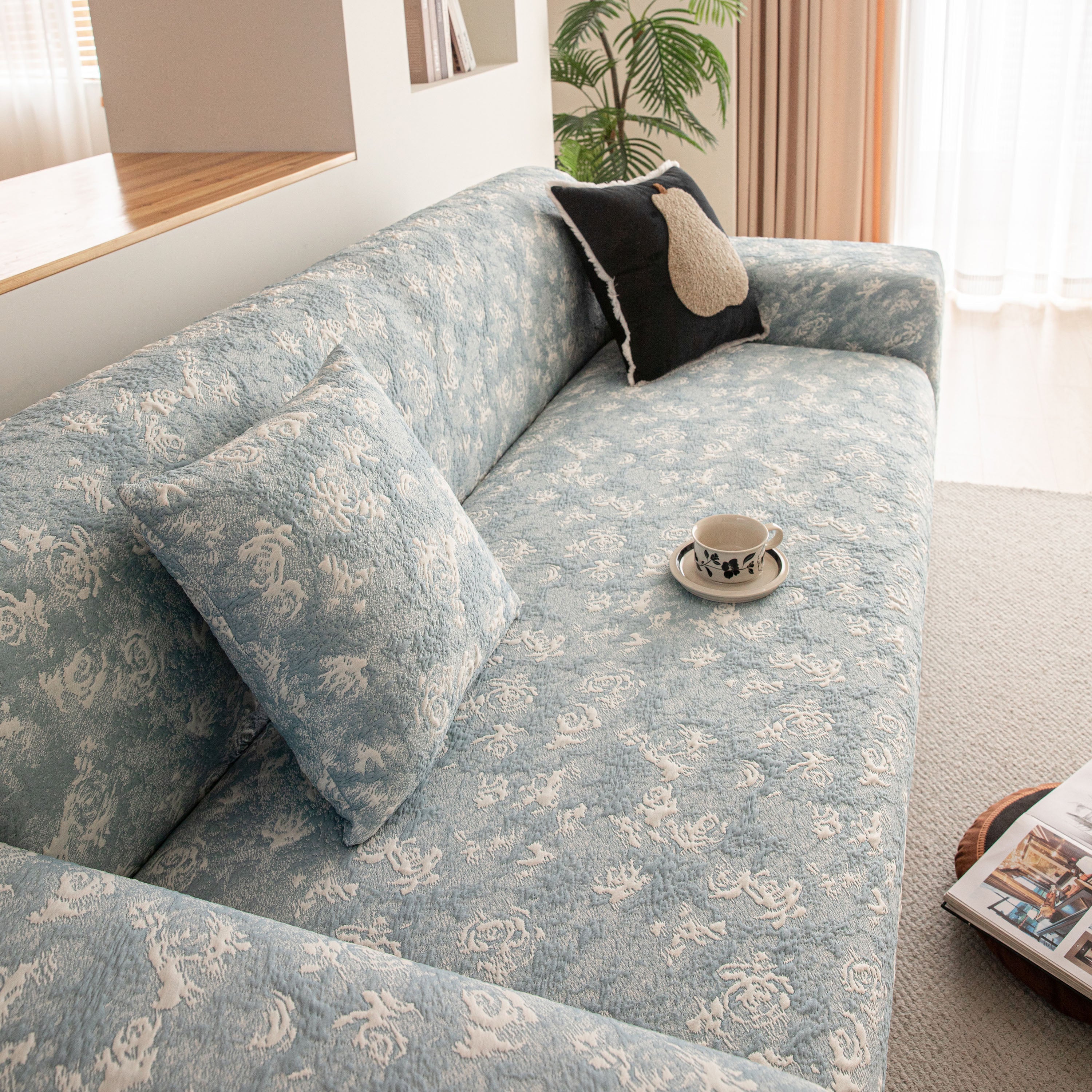 High Stretch Thick 3d Spacer Sofa Cover, Air-layer Jacquard Cushioned Couch Slipcover