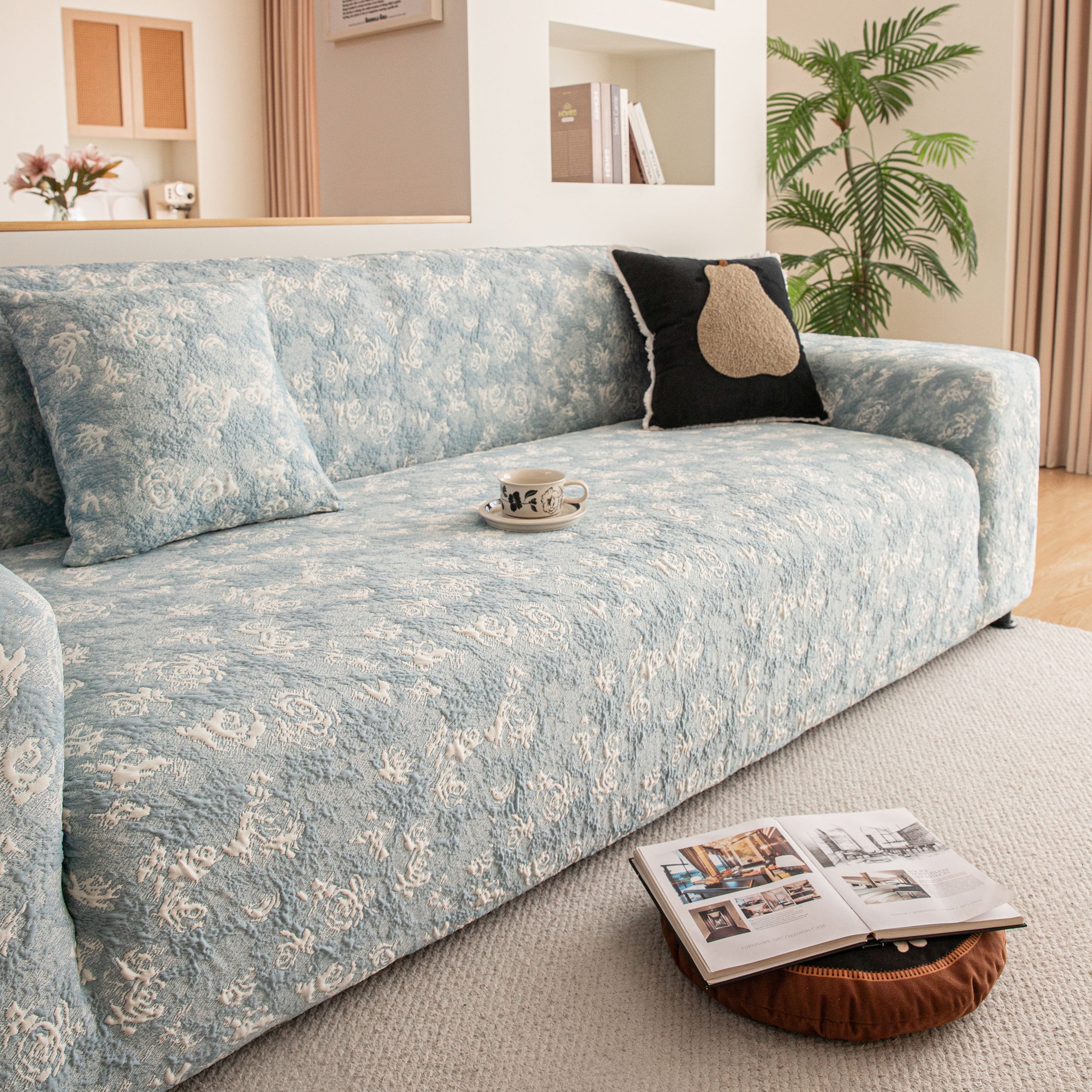 High Stretch Thick 3d Spacer Sofa Cover, Air-layer Jacquard Cushioned Couch Slipcover