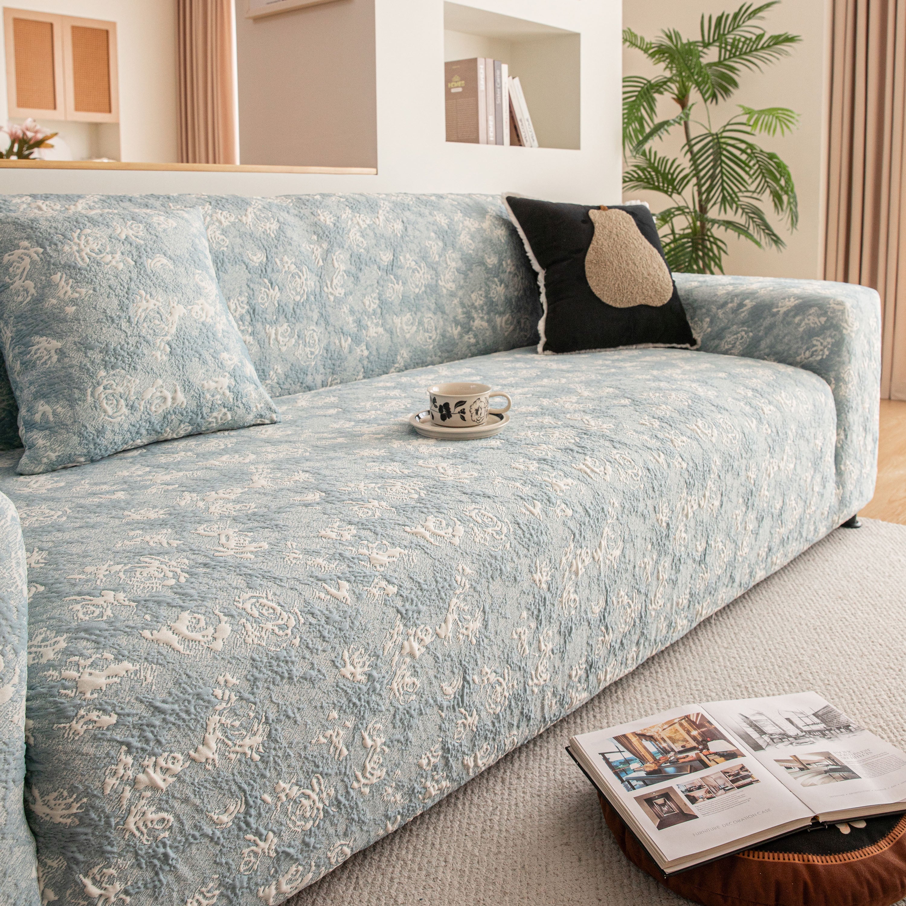 High Stretch Thick 3d Spacer Sofa Cover, Air-layer Jacquard Cushioned Couch Slipcover