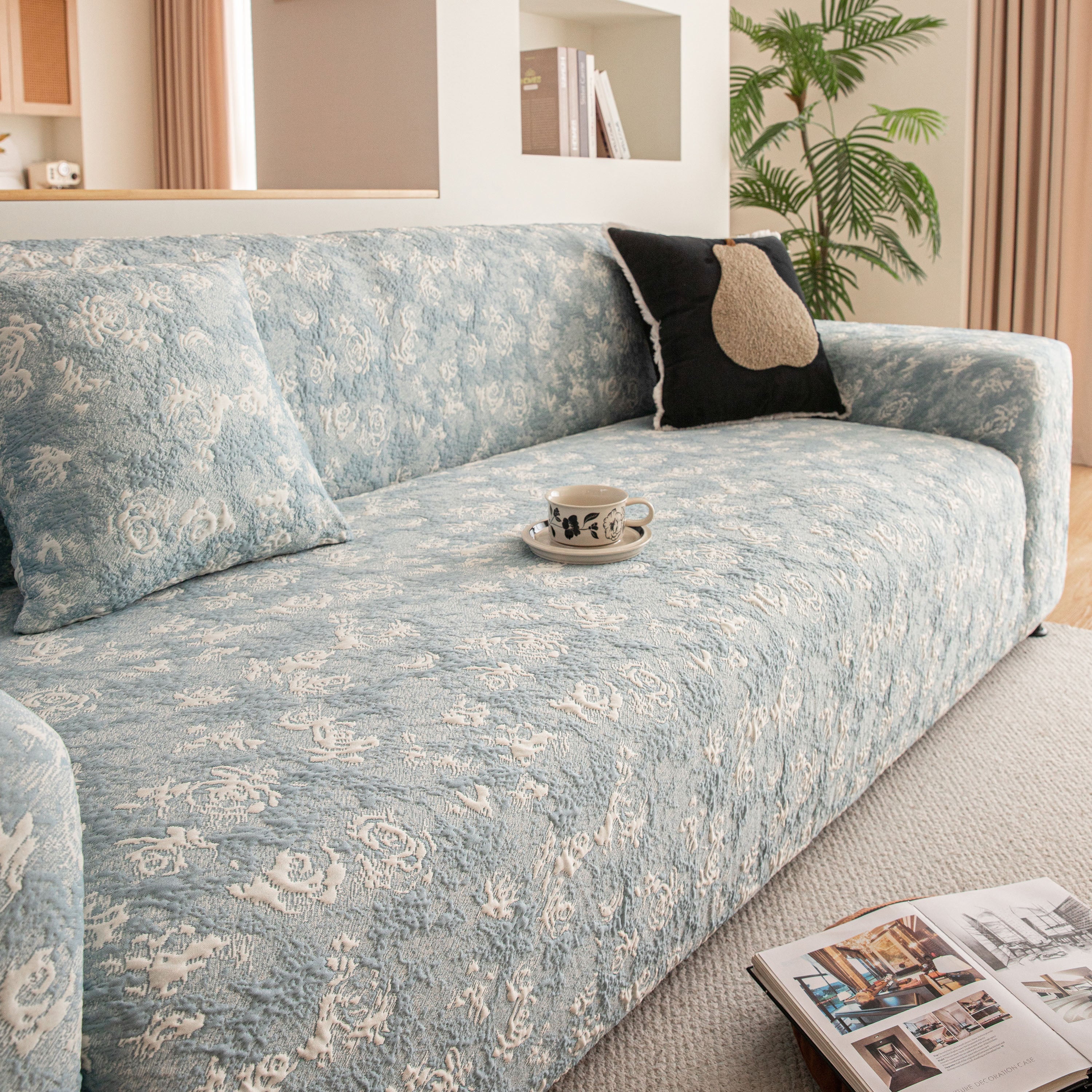 High Stretch Thick 3d Spacer Sofa Cover, Air-layer Jacquard Cushioned Couch Slipcover