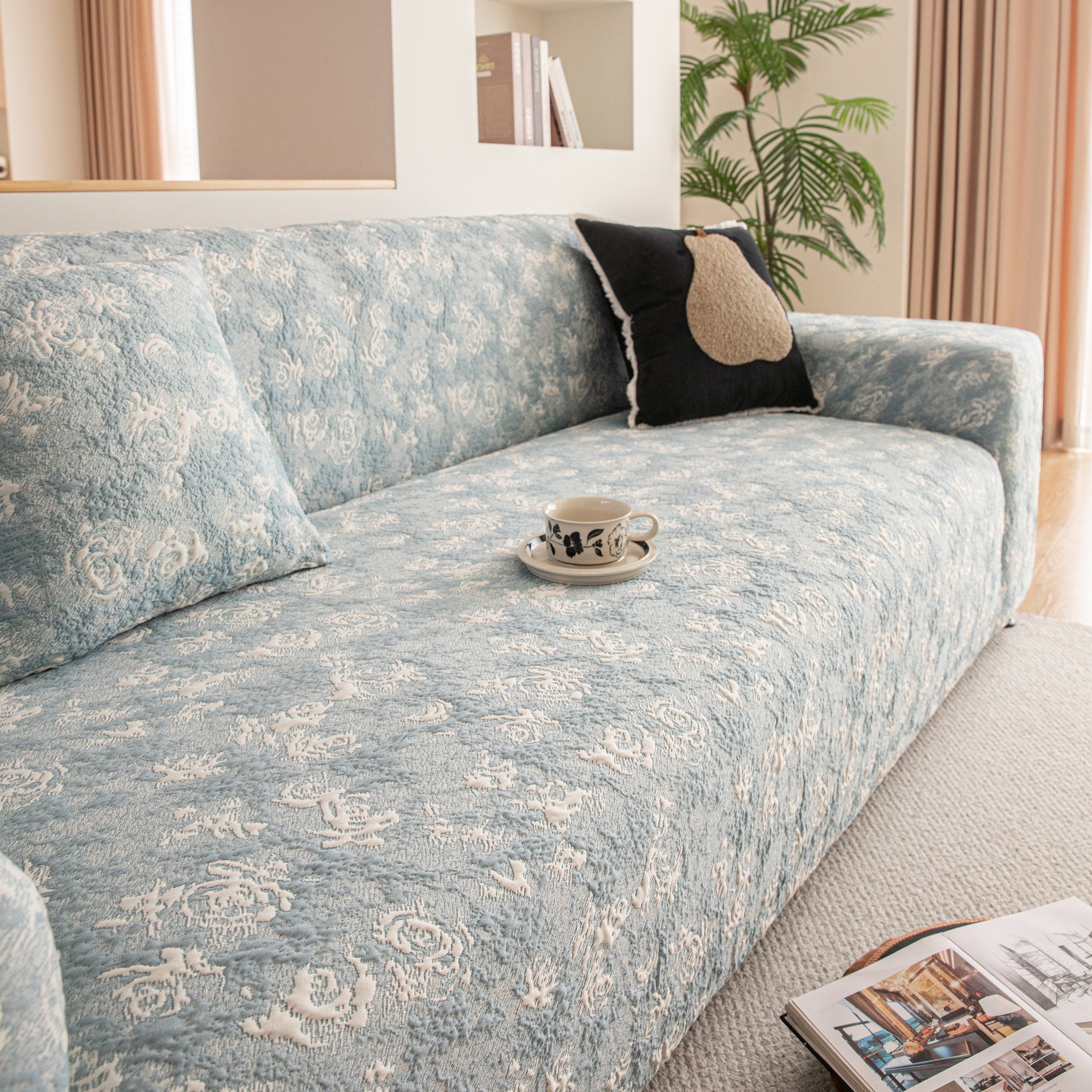 High Stretch Thick 3d Spacer Sofa Cover, Air-layer Jacquard Cushioned Couch Slipcover