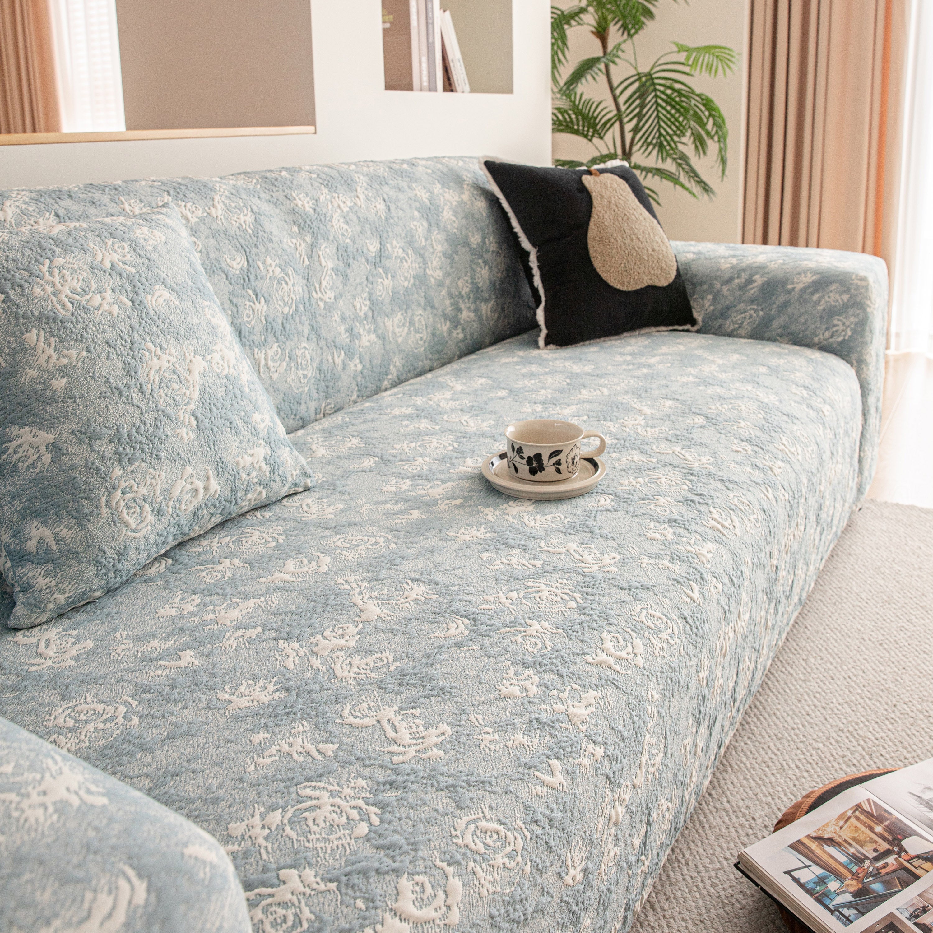 High Stretch Thick 3d Spacer Sofa Cover, Air-layer Jacquard Cushioned Couch Slipcover