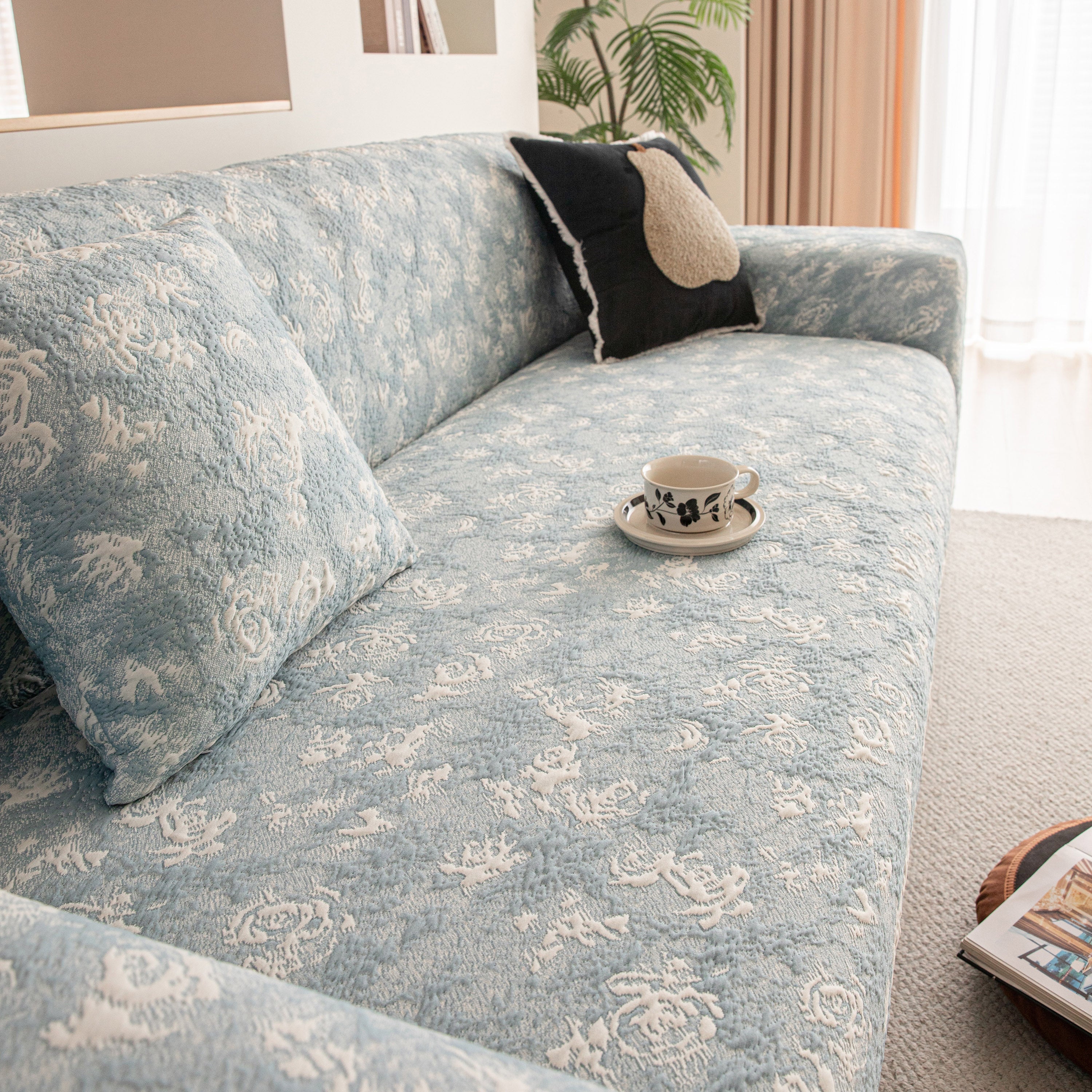 High Stretch Thick 3d Spacer Sofa Cover, Air-layer Jacquard Cushioned Couch Slipcover