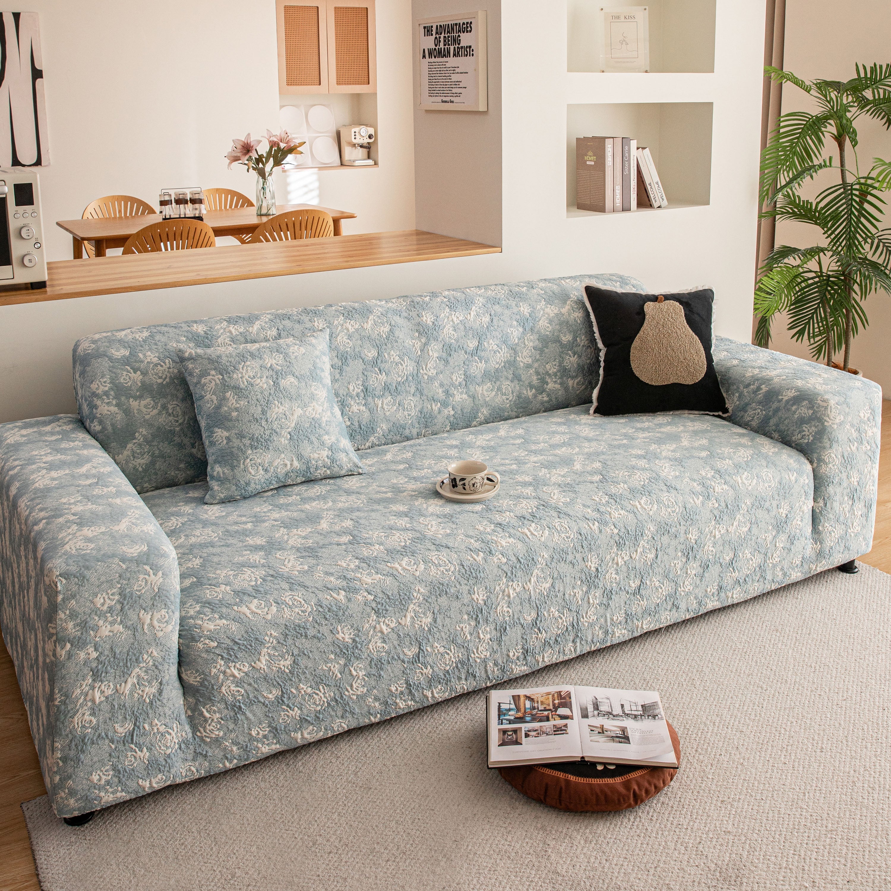 High Stretch Thick 3d Spacer Sofa Cover, Air-layer Jacquard Cushioned Couch Slipcover