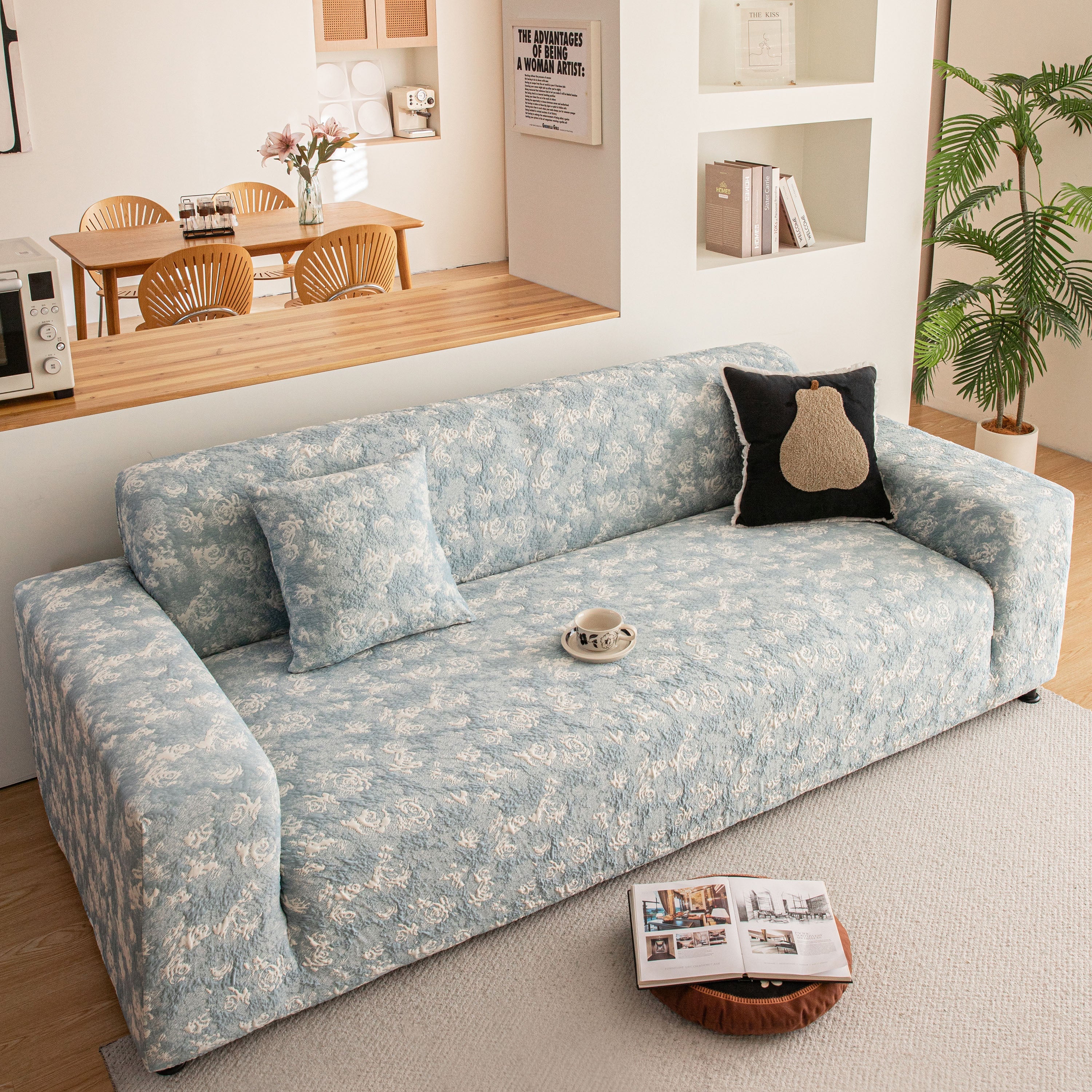 High Stretch Thick 3d Spacer Sofa Cover, Air-layer Jacquard Cushioned Couch Slipcover