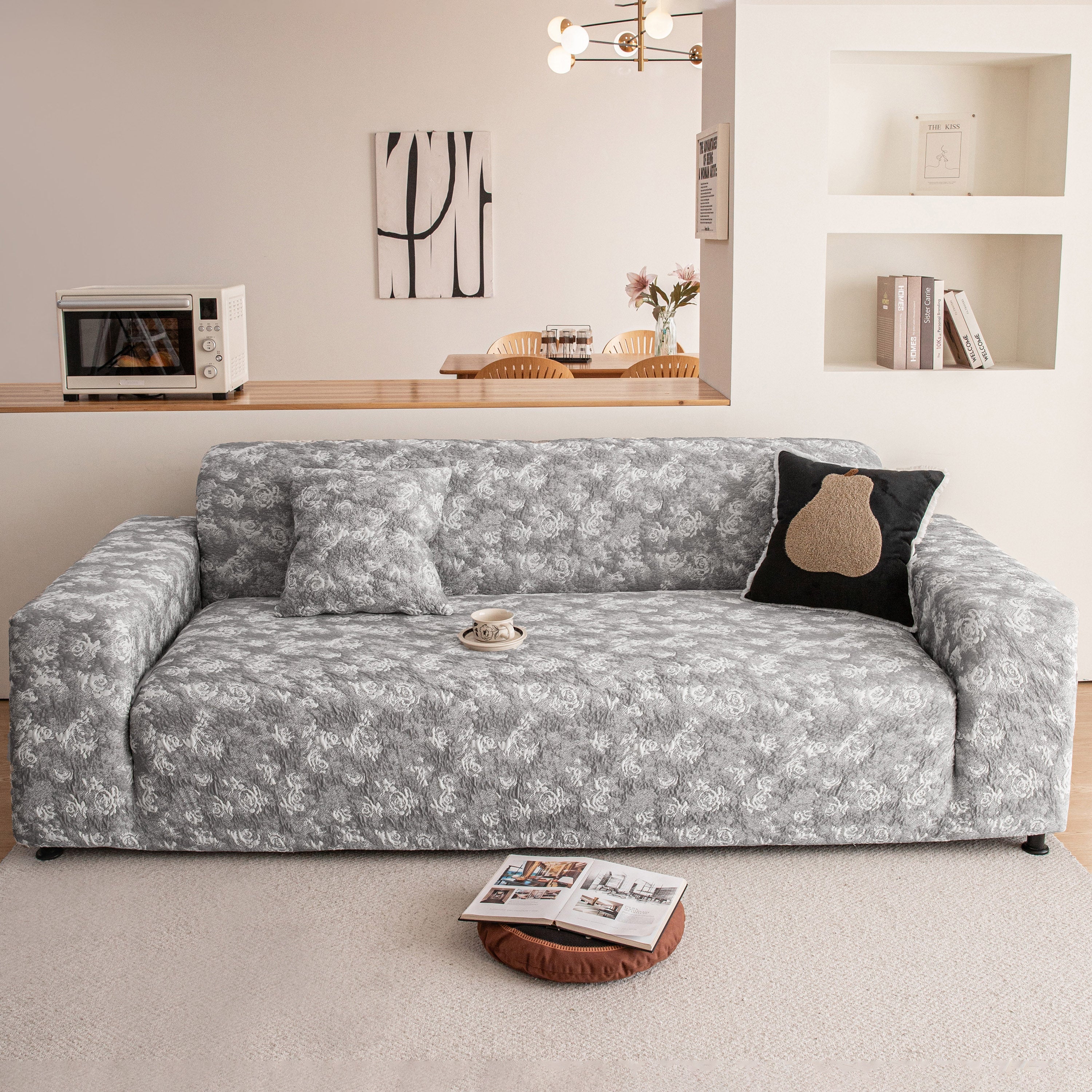 High Stretch Thick 3d Spacer Sofa Cover, Air-layer Jacquard Cushioned Couch Slipcover
