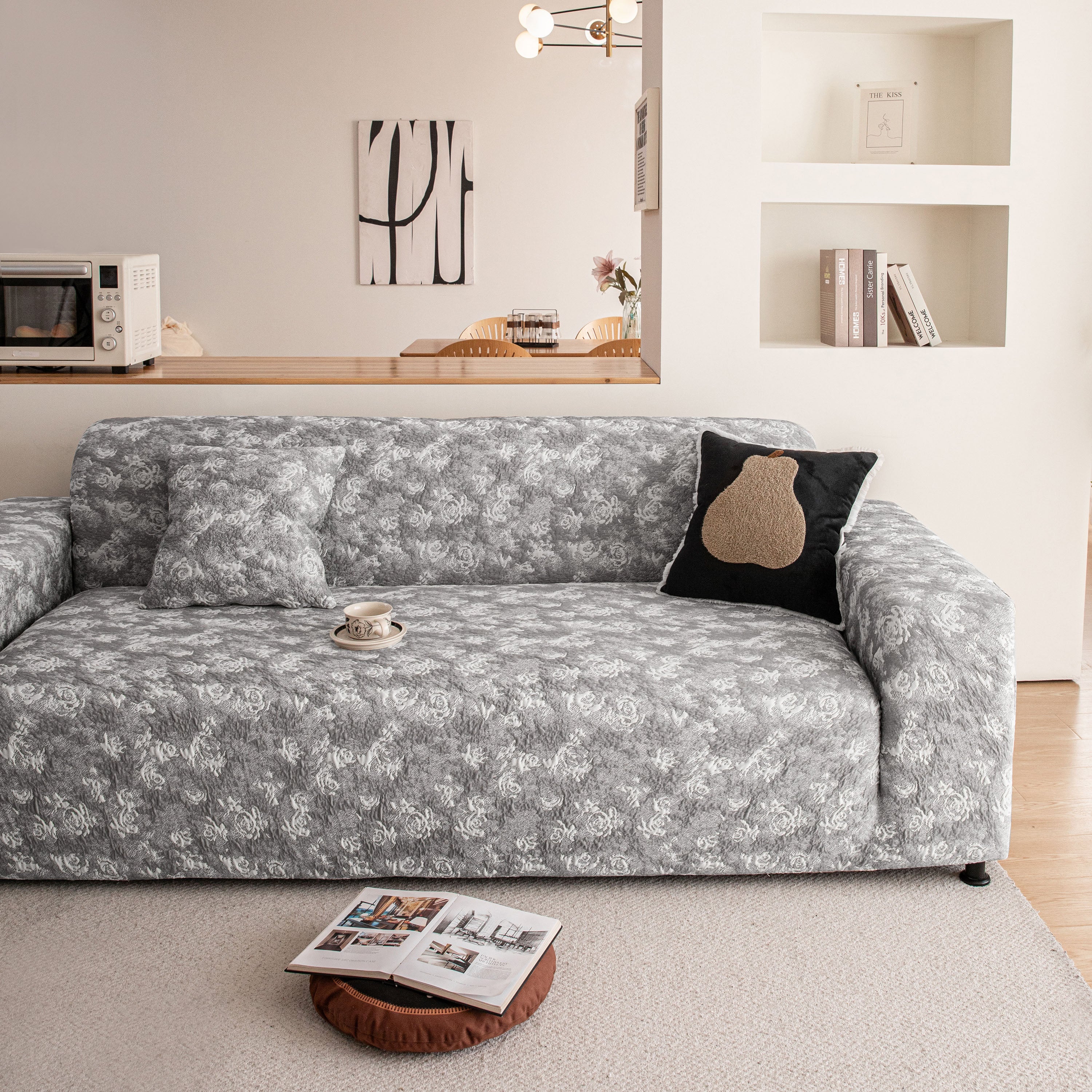 High Stretch Thick 3d Spacer Sofa Cover, Air-layer Jacquard Cushioned Couch Slipcover