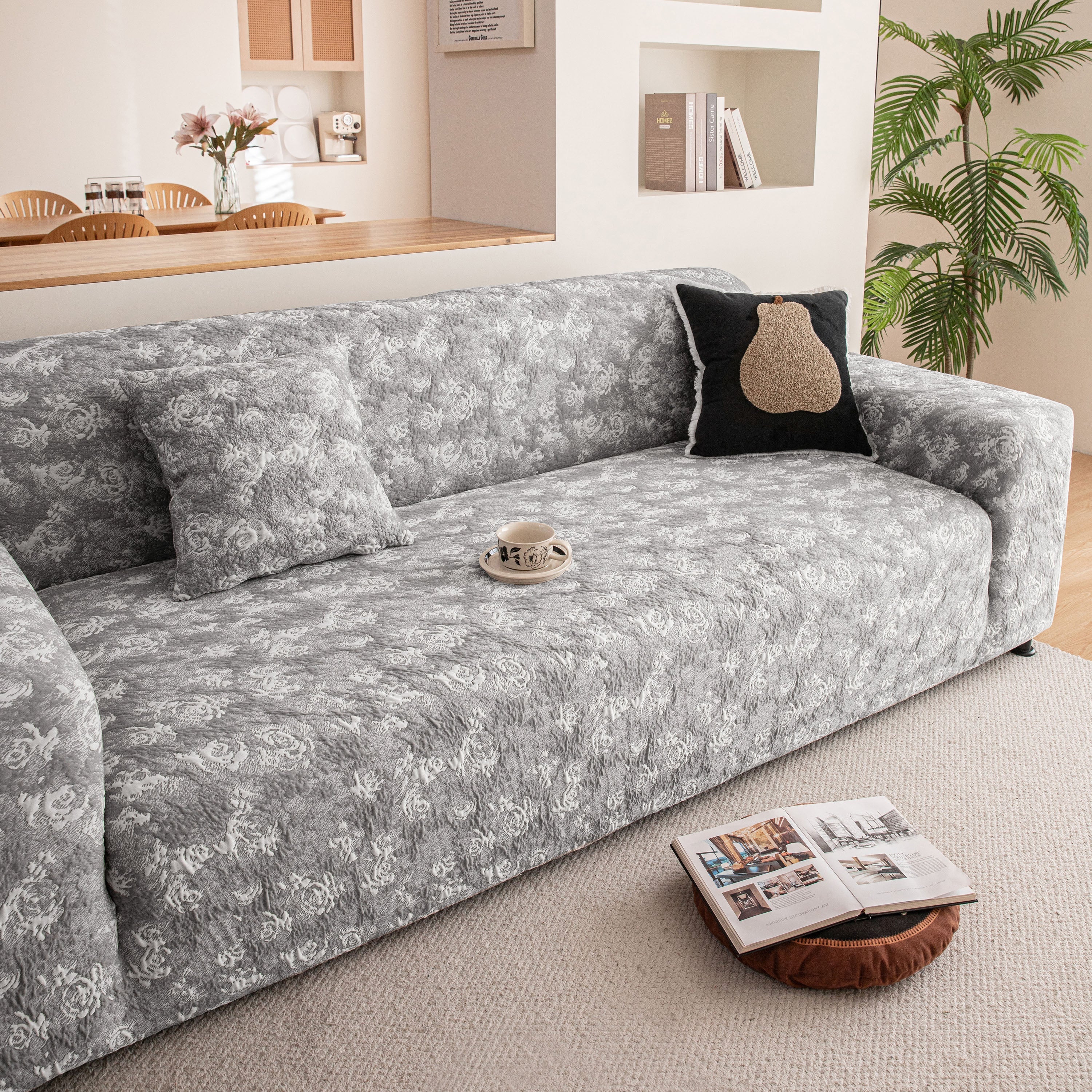 High Stretch Thick 3d Spacer Sofa Cover, Air-layer Jacquard Cushioned Couch Slipcover