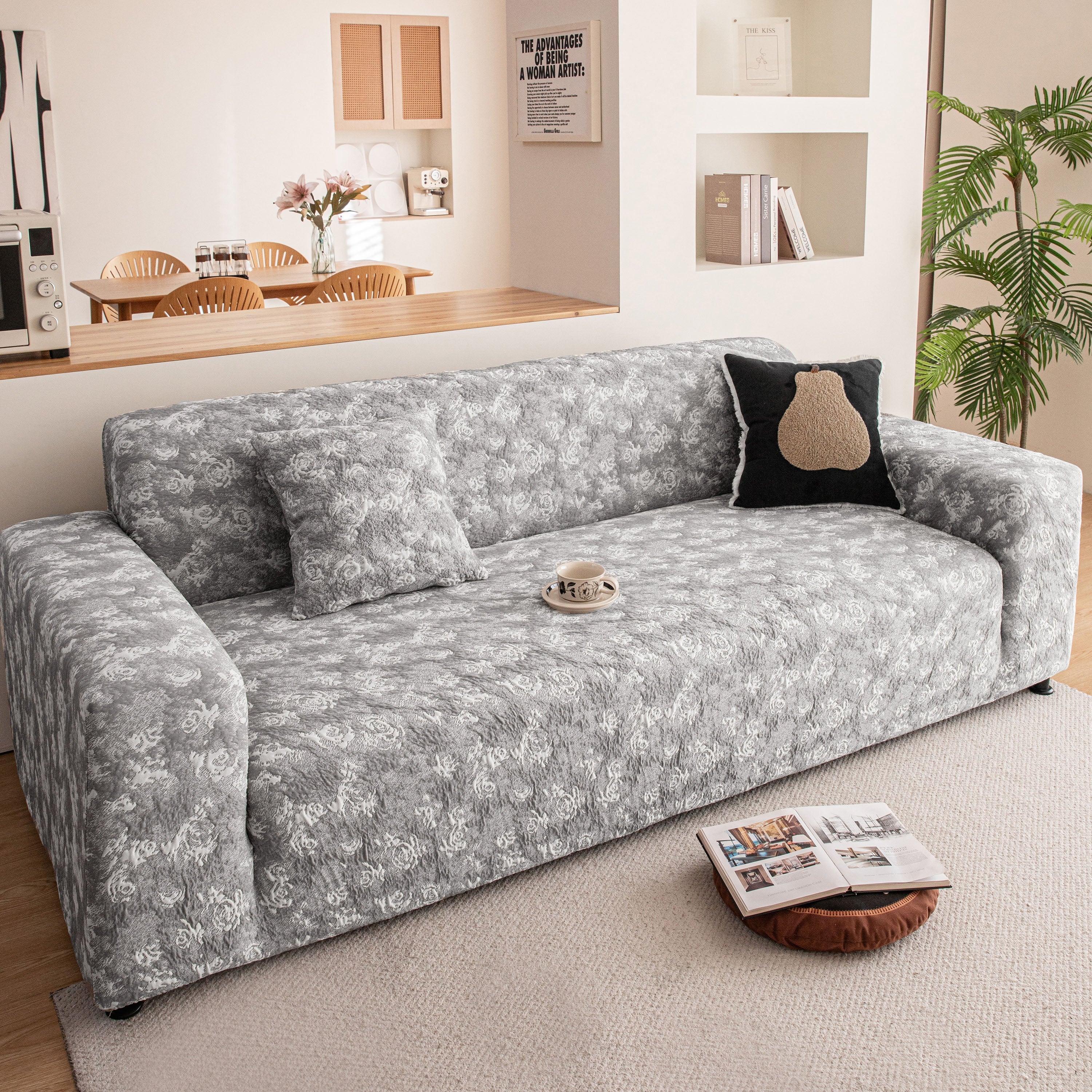 High Stretch Thick 3d Spacer Sofa Cover, Air-layer Jacquard Cushioned Couch Slipcover