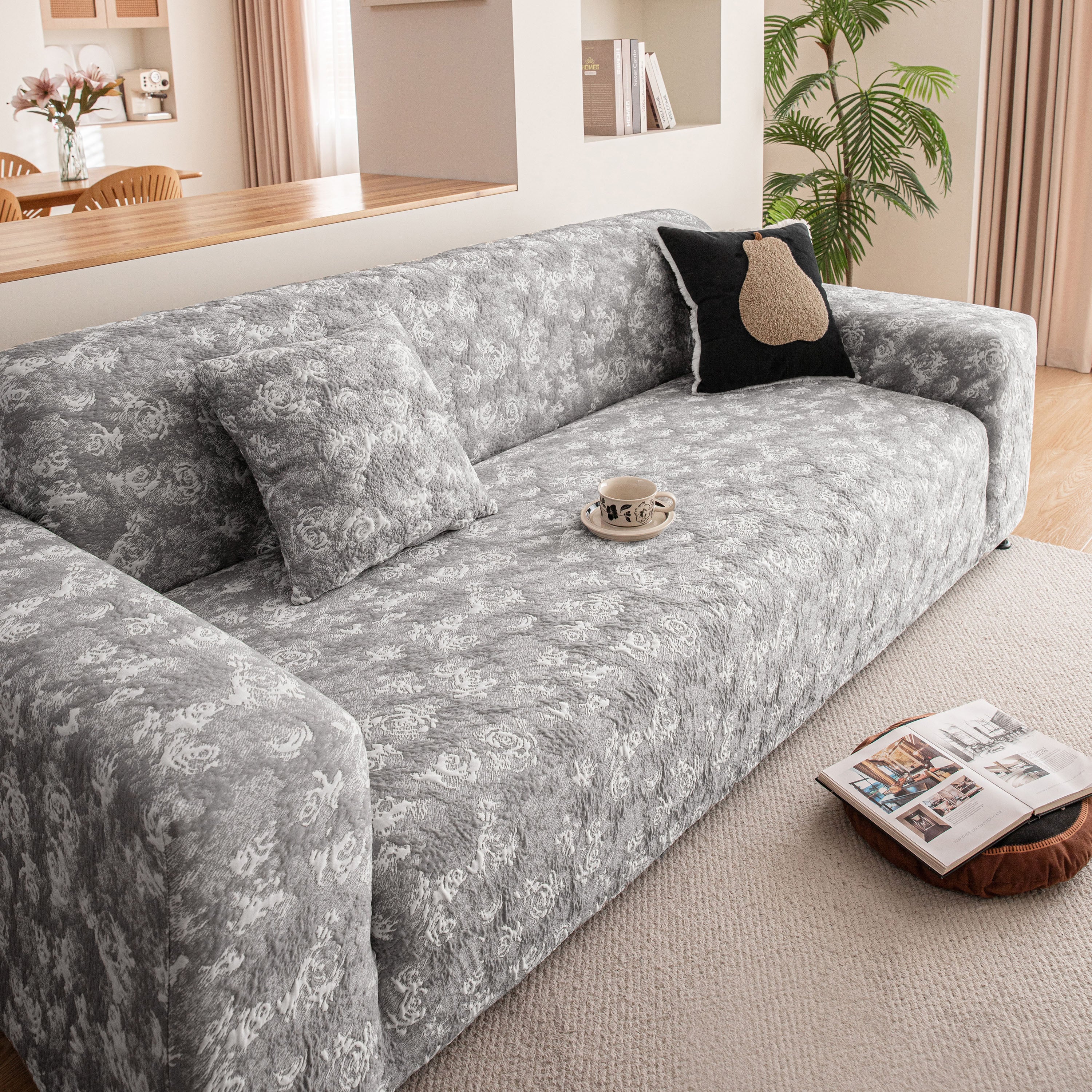 High Stretch Thick 3d Spacer Sofa Cover, Air-layer Jacquard Cushioned Couch Slipcover