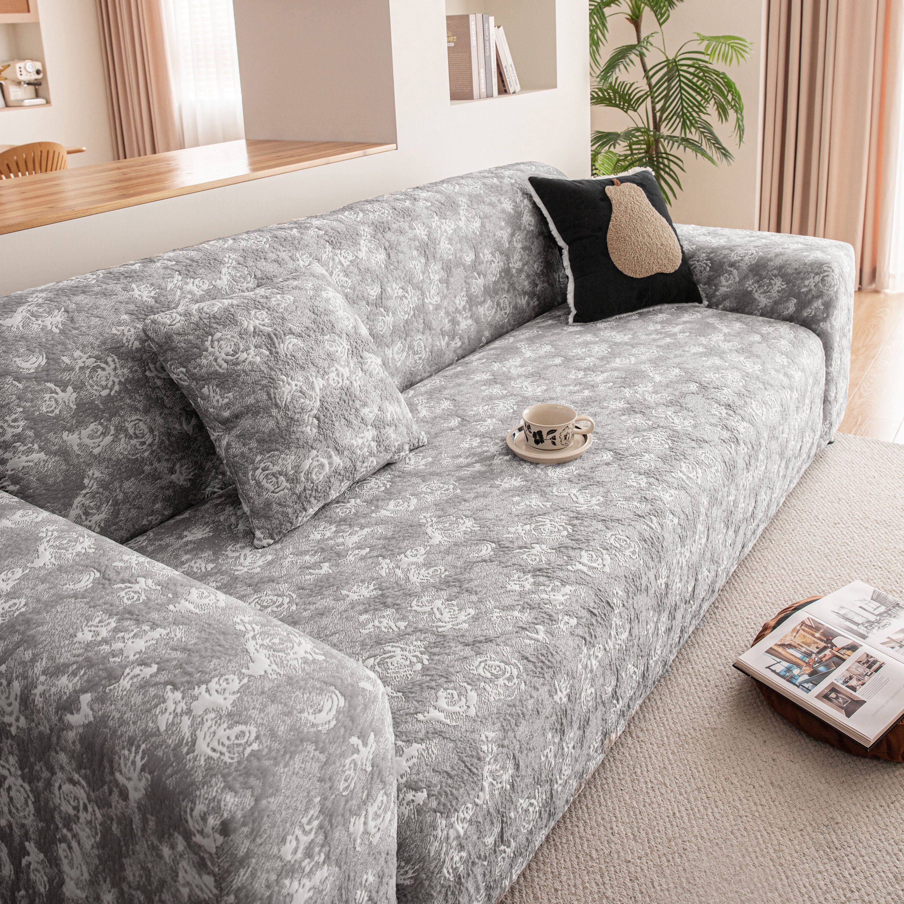 High Stretch Thick 3d Spacer Sofa Cover, Air-layer Jacquard Cushioned Couch Slipcover