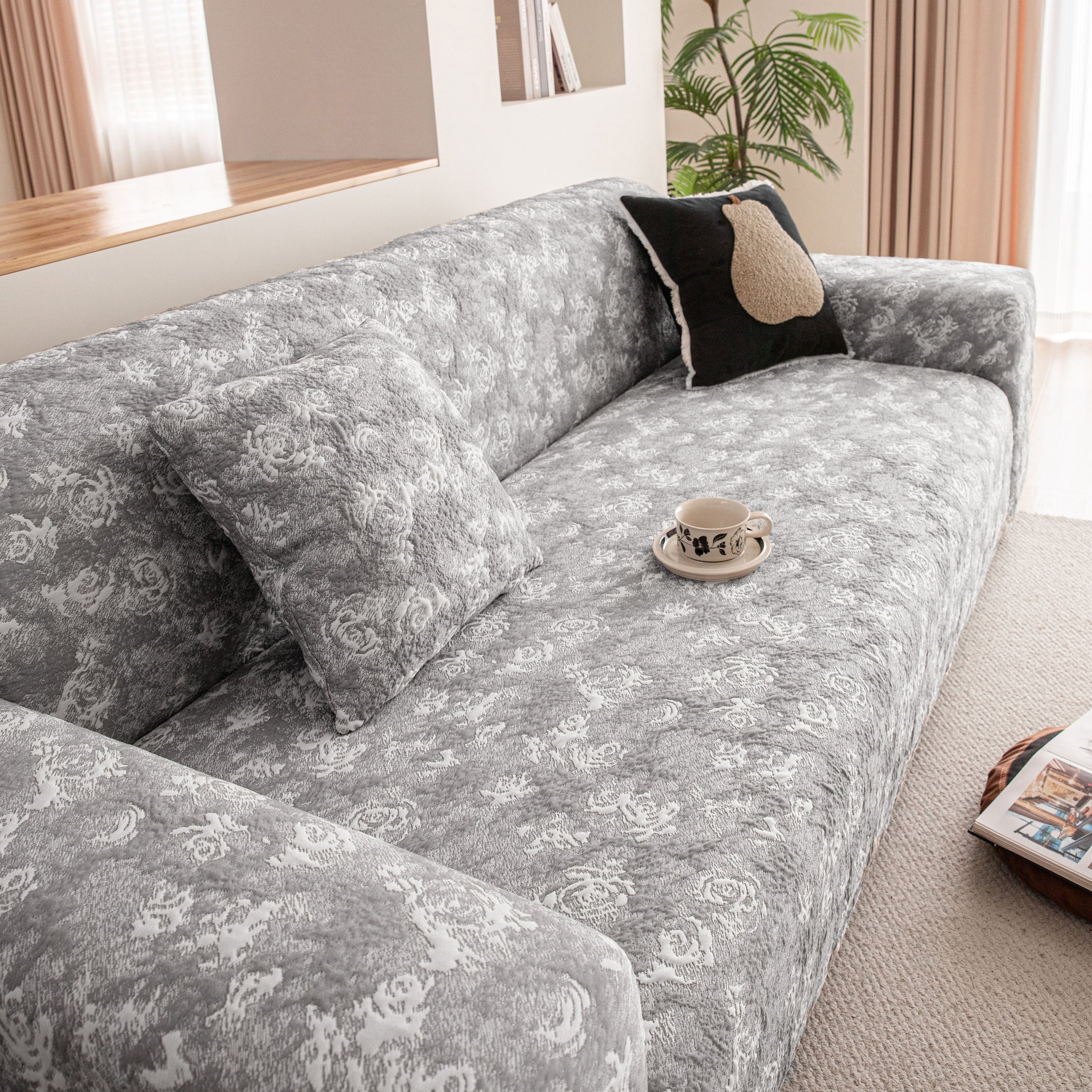 High Stretch Thick 3d Spacer Sofa Cover, Air-layer Jacquard Cushioned Couch Slipcover