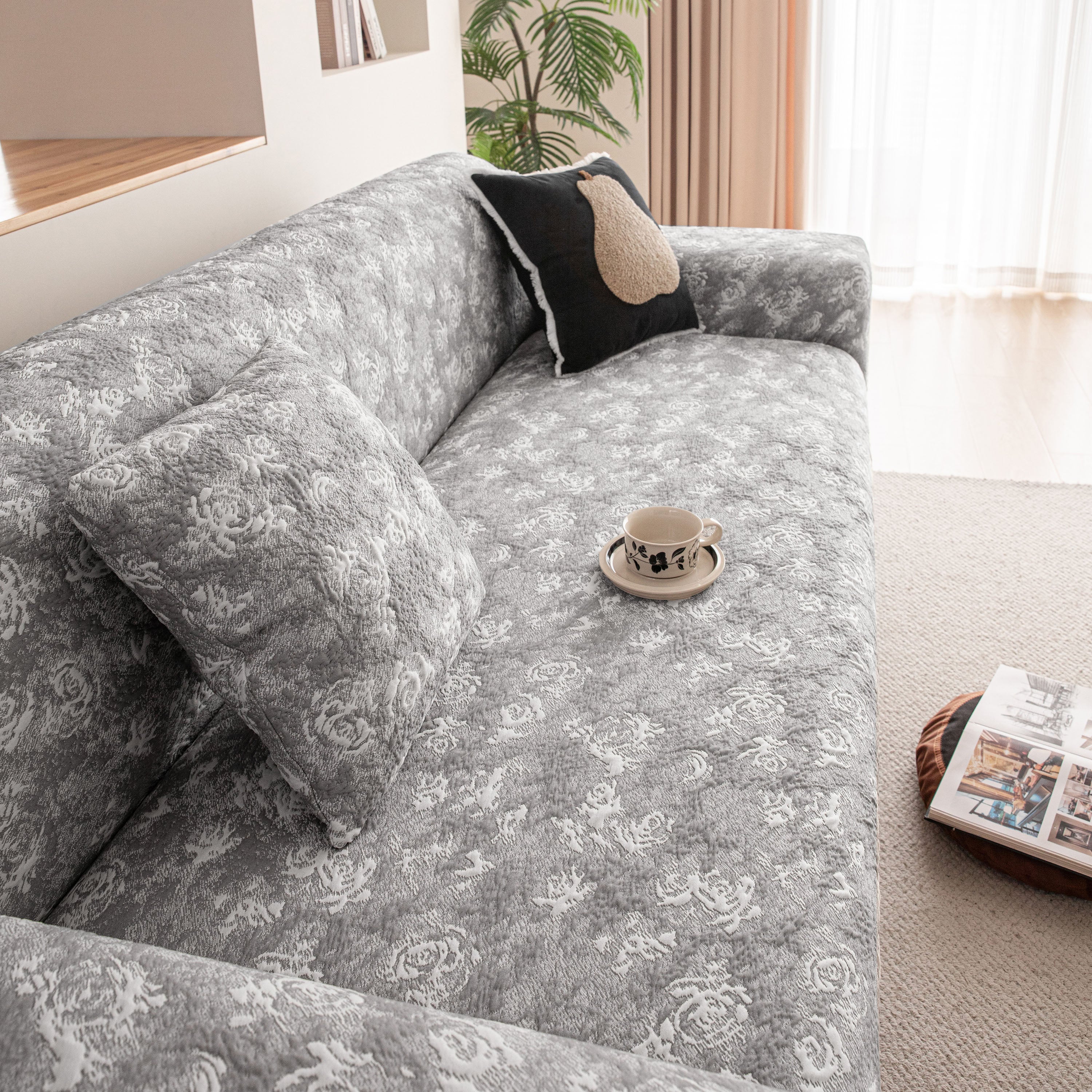 High Stretch Thick 3d Spacer Sofa Cover, Air-layer Jacquard Cushioned Couch Slipcover