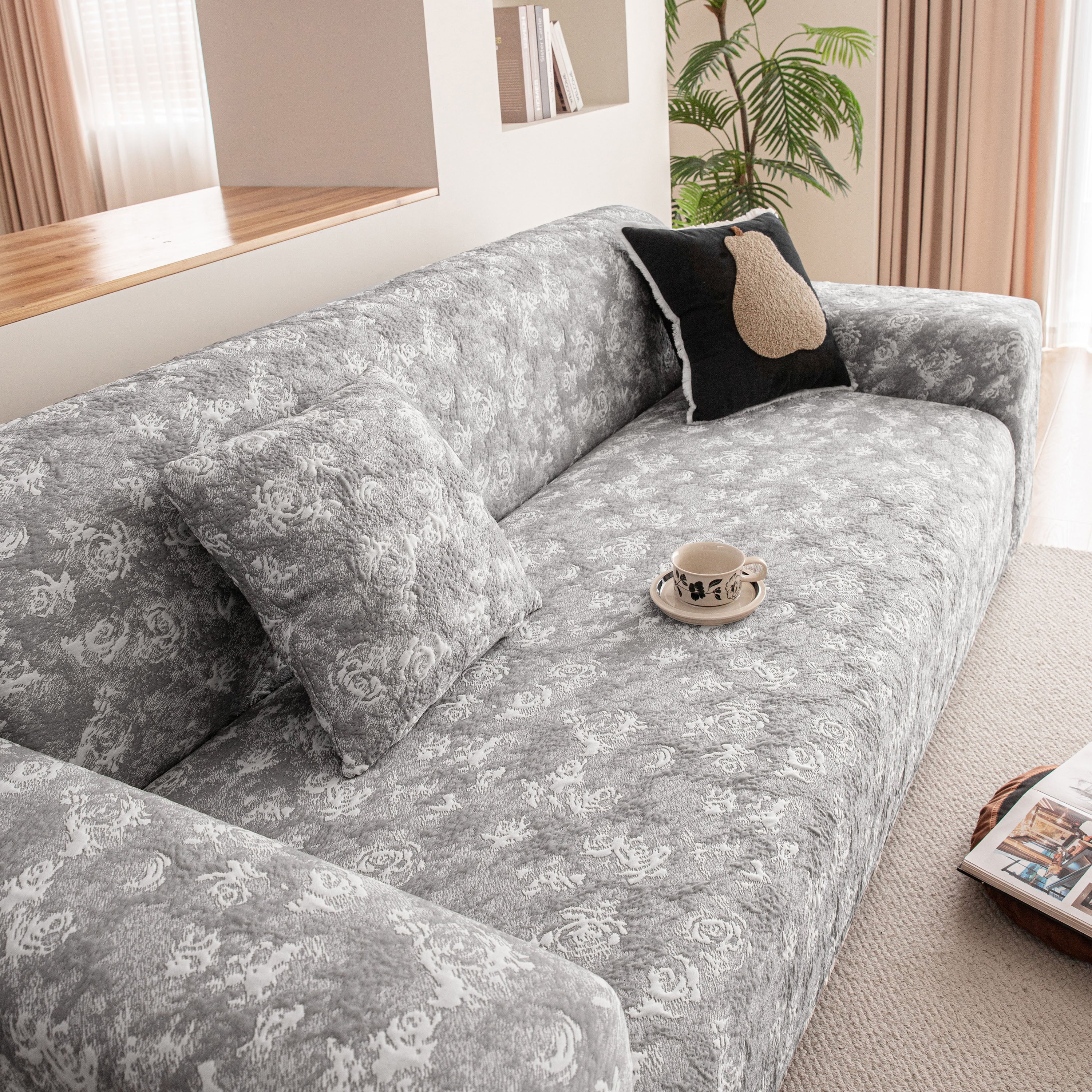 High Stretch Thick 3d Spacer Sofa Cover, Air-layer Jacquard Cushioned Couch Slipcover