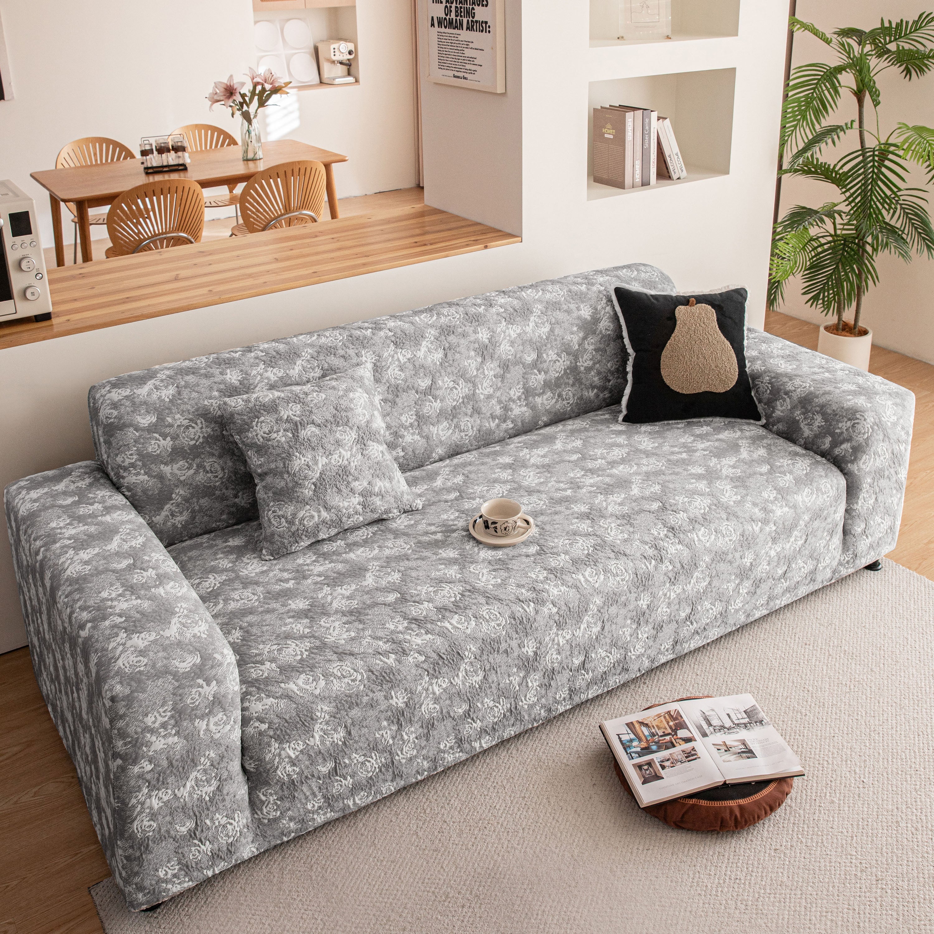 High Stretch Thick 3d Spacer Sofa Cover, Air-layer Jacquard Cushioned Couch Slipcover
