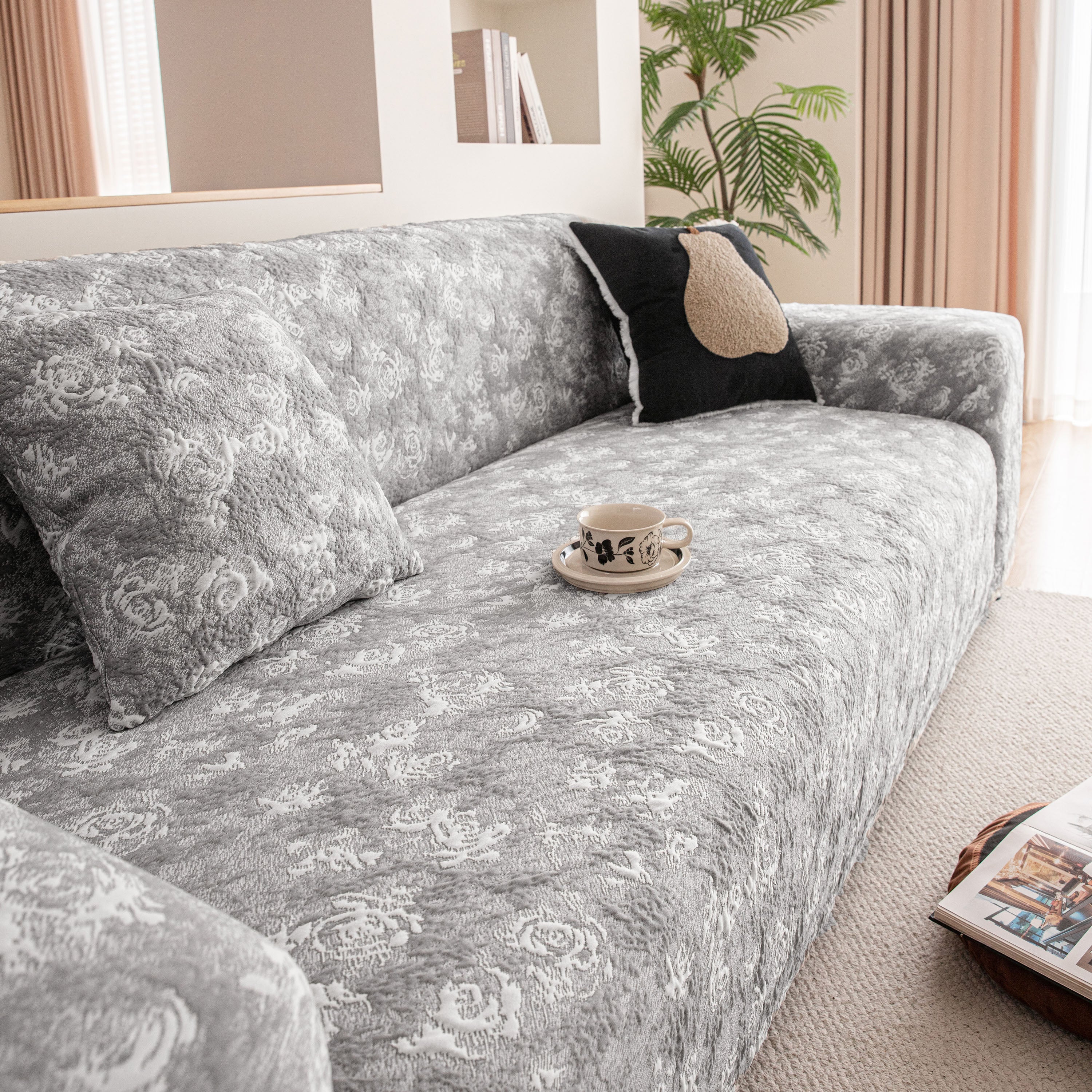 High Stretch Thick 3d Spacer Sofa Cover, Air-layer Jacquard Cushioned Couch Slipcover
