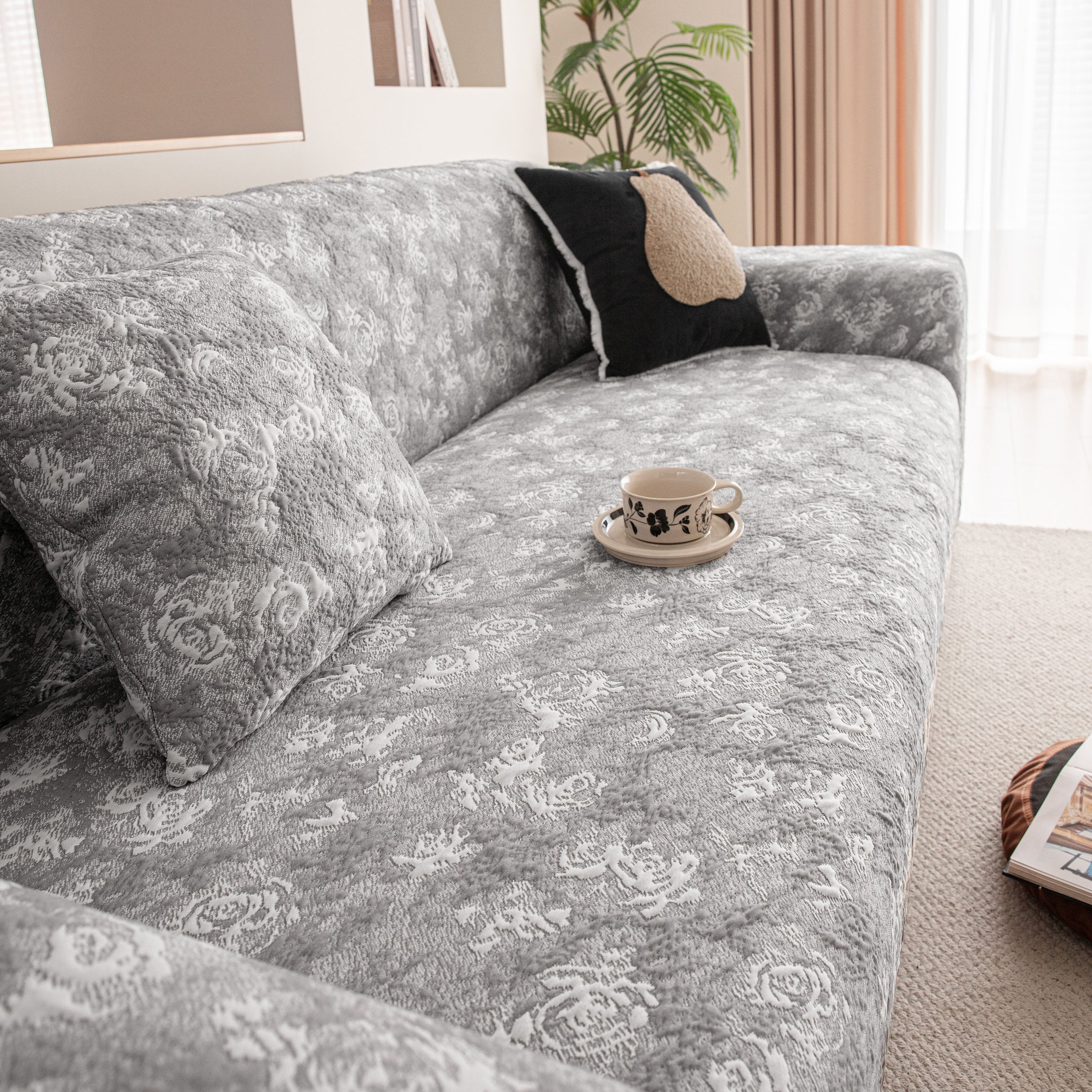 High Stretch Thick 3d Spacer Sofa Cover, Air-layer Jacquard Cushioned Couch Slipcover