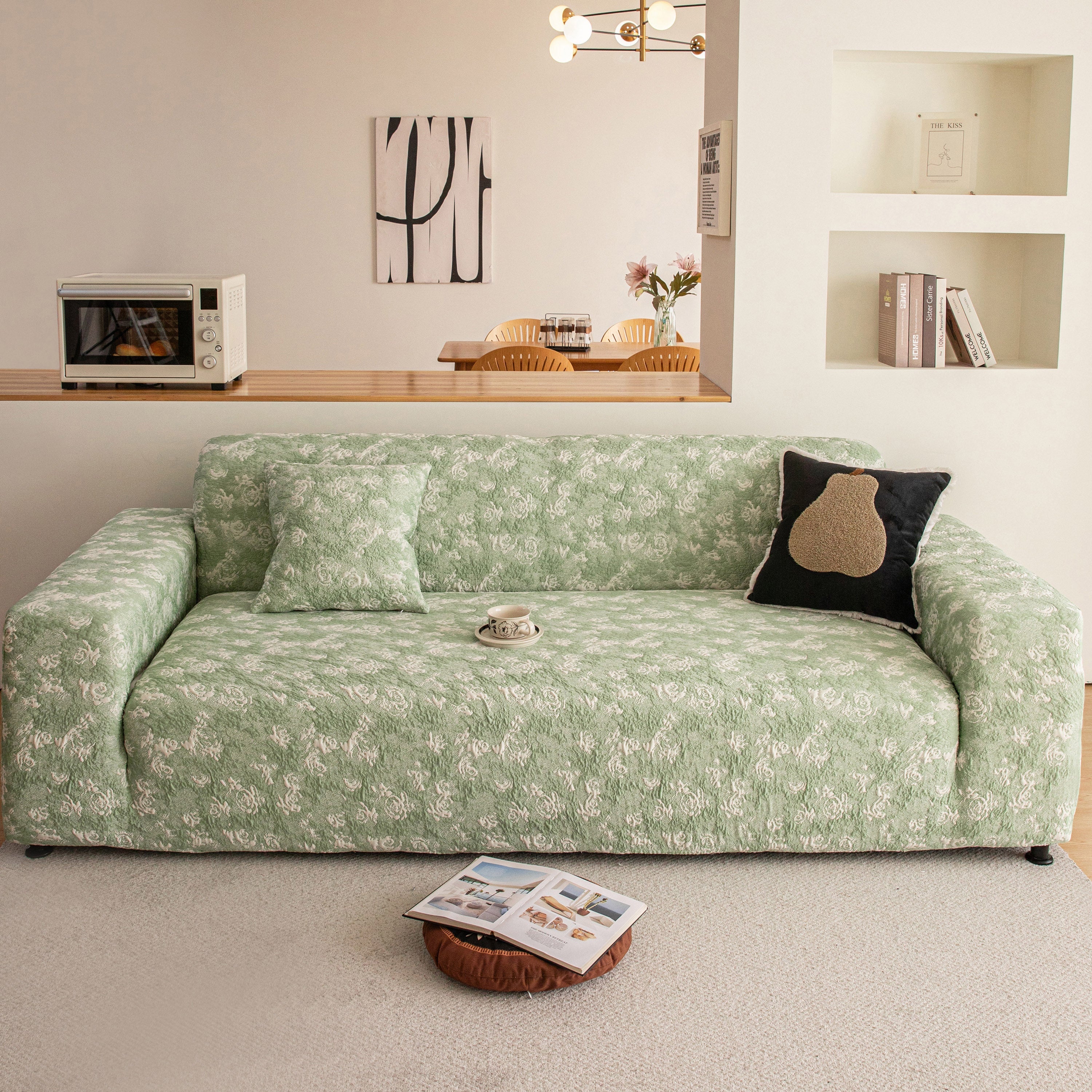 High Stretch Thick 3d Spacer Sofa Cover, Air-layer Jacquard Cushioned Couch Slipcover