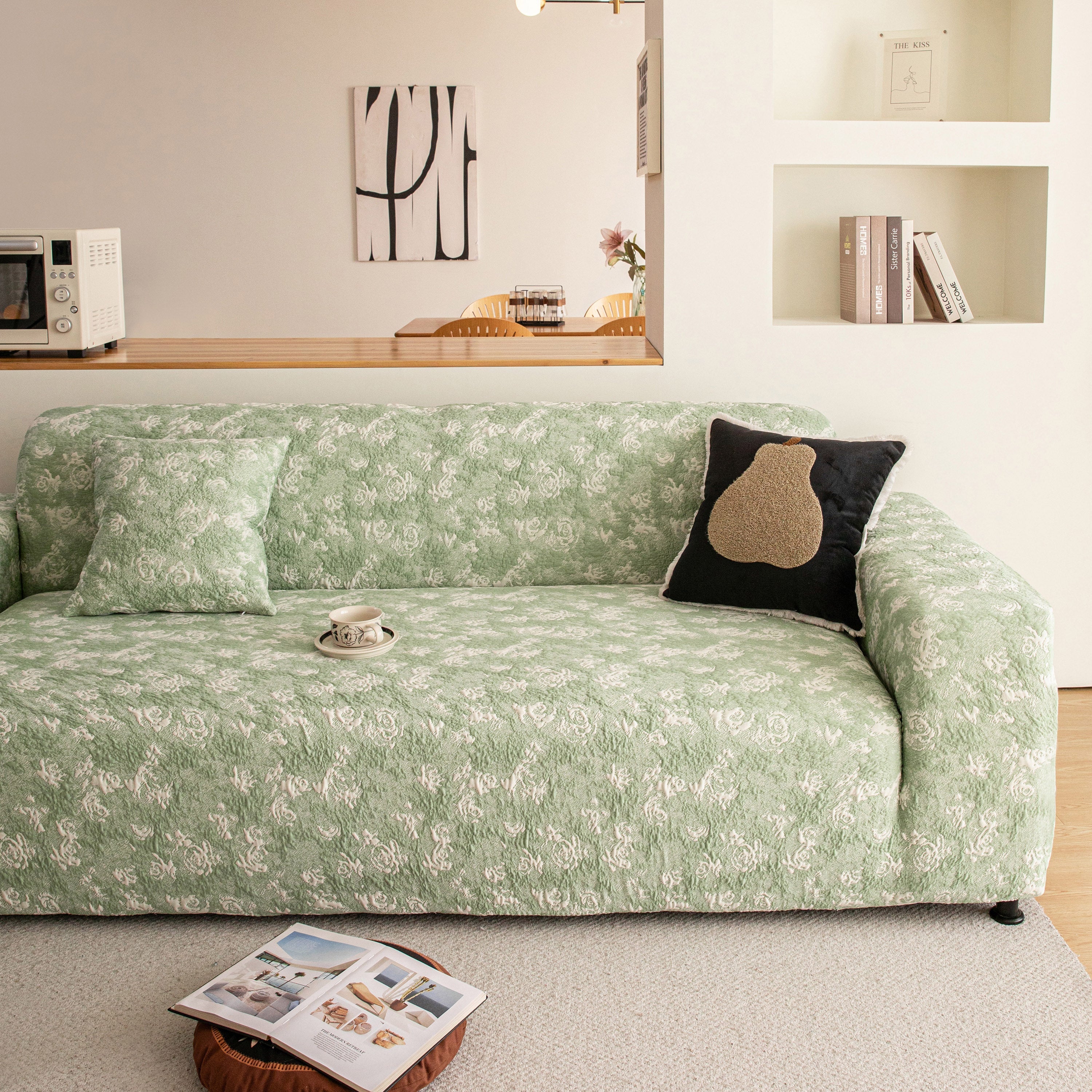 High Stretch Thick 3d Spacer Sofa Cover, Air-layer Jacquard Cushioned Couch Slipcover