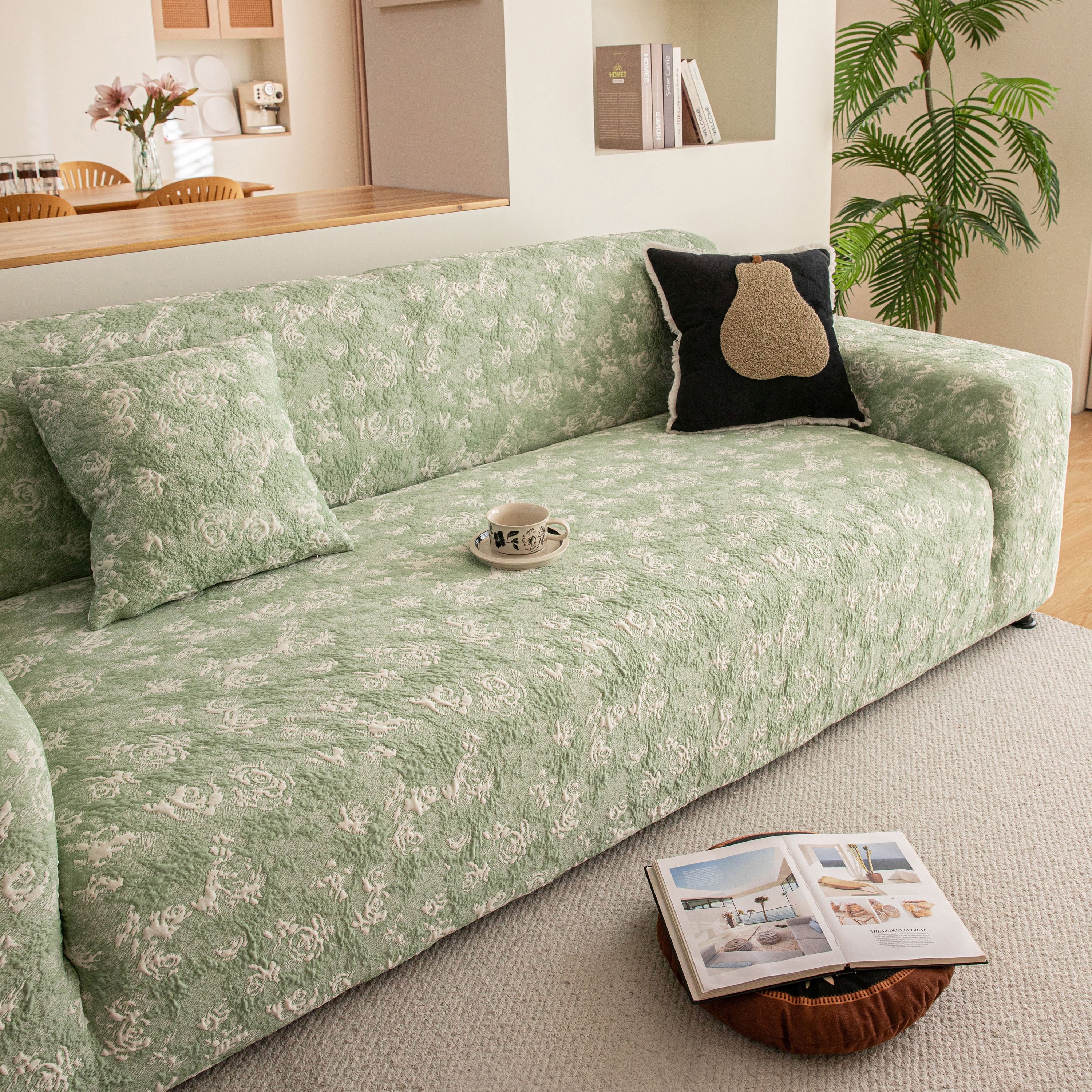 High Stretch Thick 3d Spacer Sofa Cover, Air-layer Jacquard Cushioned Couch Slipcover