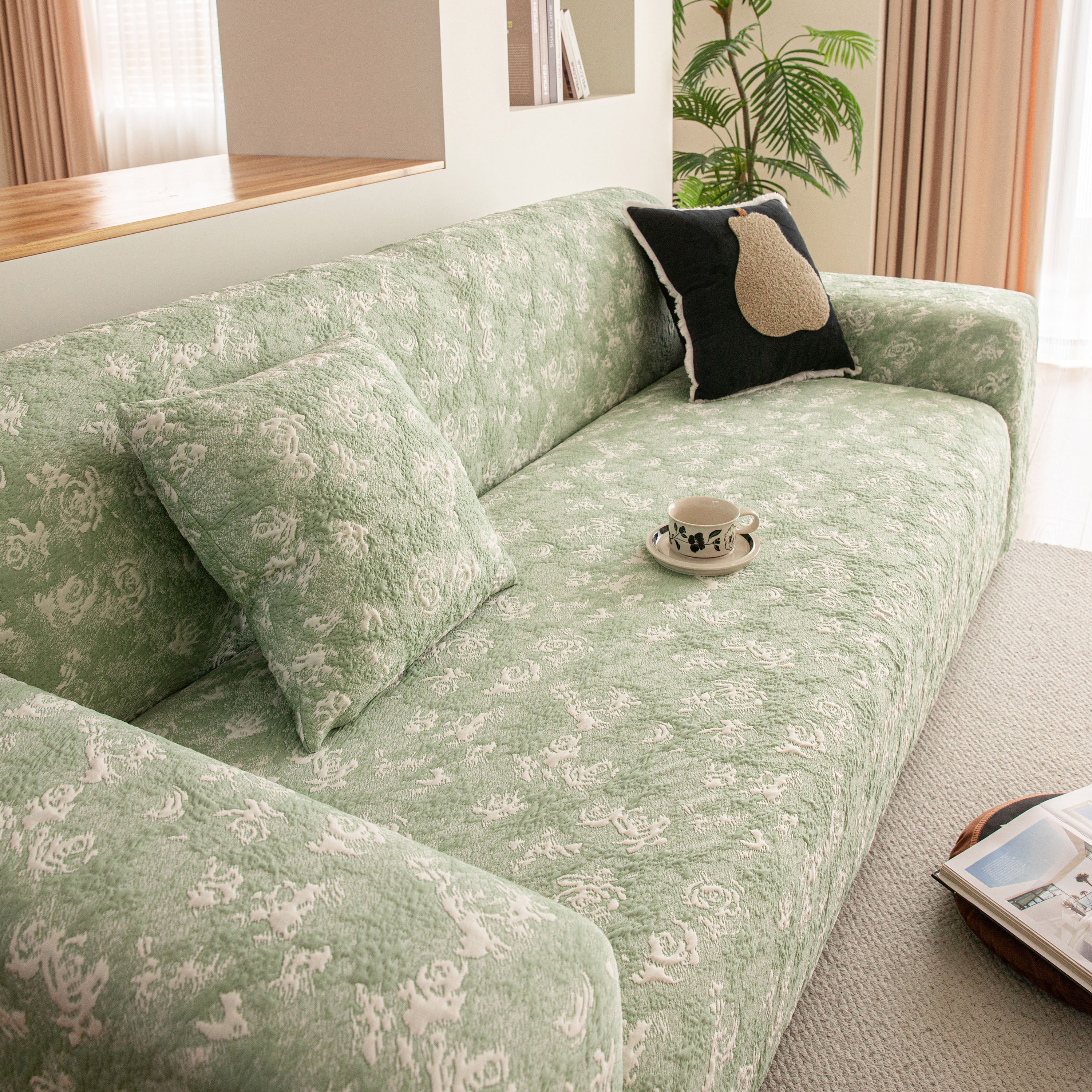 High Stretch Thick 3d Spacer Sofa Cover, Air-layer Jacquard Cushioned Couch Slipcover