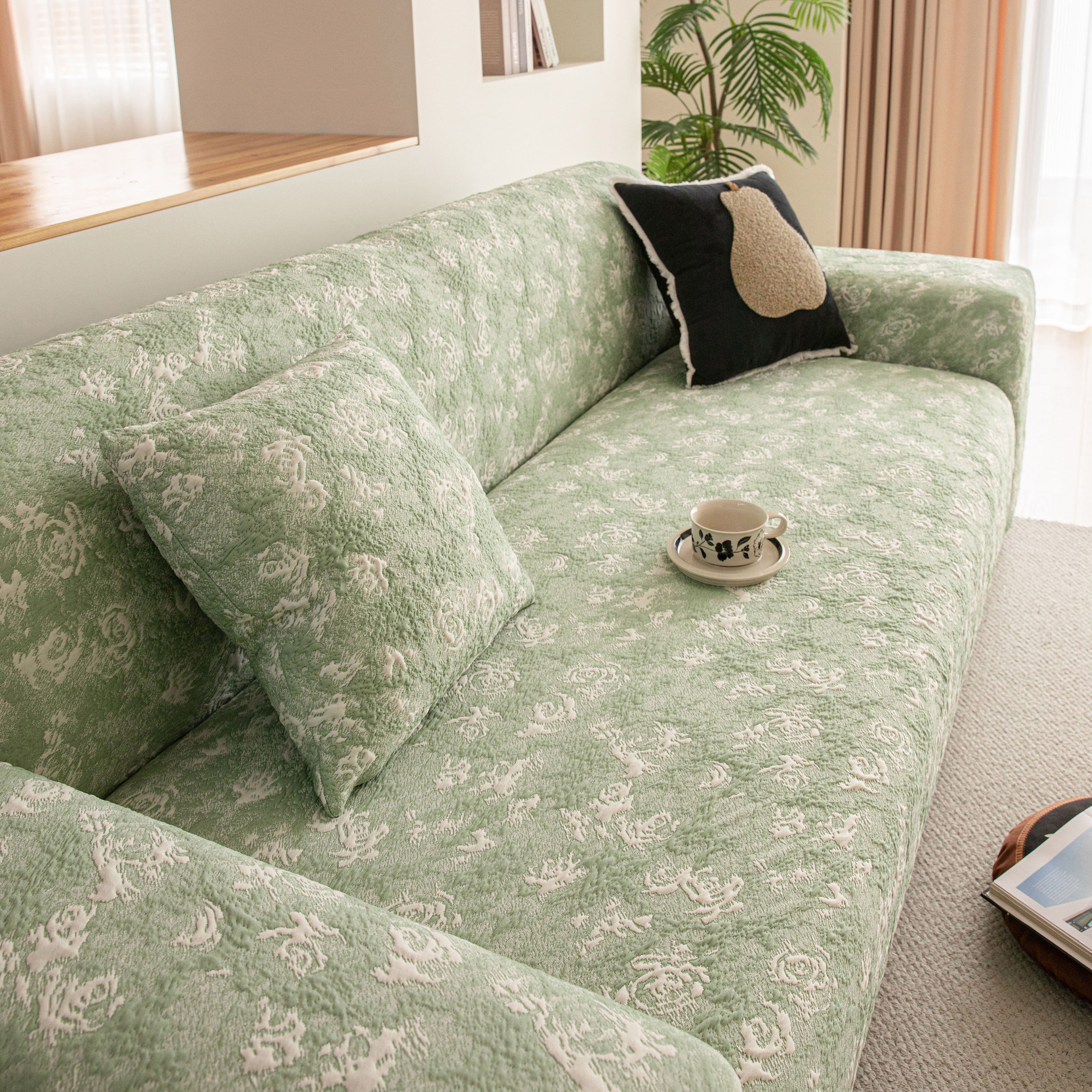High Stretch Thick 3d Spacer Sofa Cover, Air-layer Jacquard Cushioned Couch Slipcover