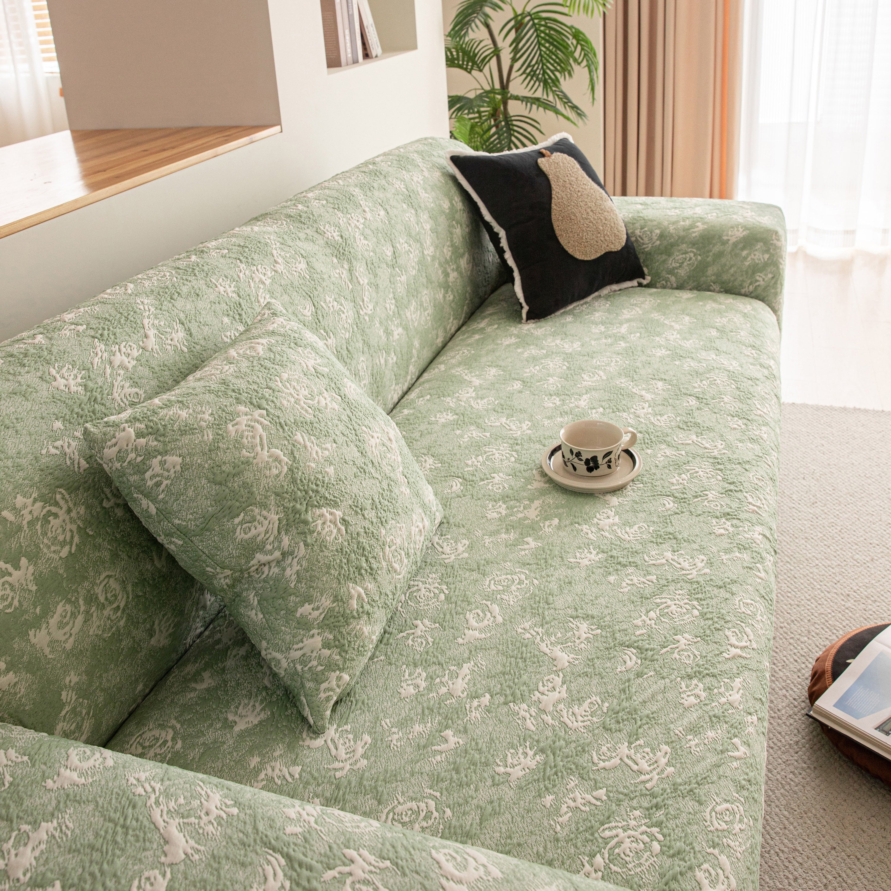 High Stretch Thick 3d Spacer Sofa Cover, Air-layer Jacquard Cushioned Couch Slipcover