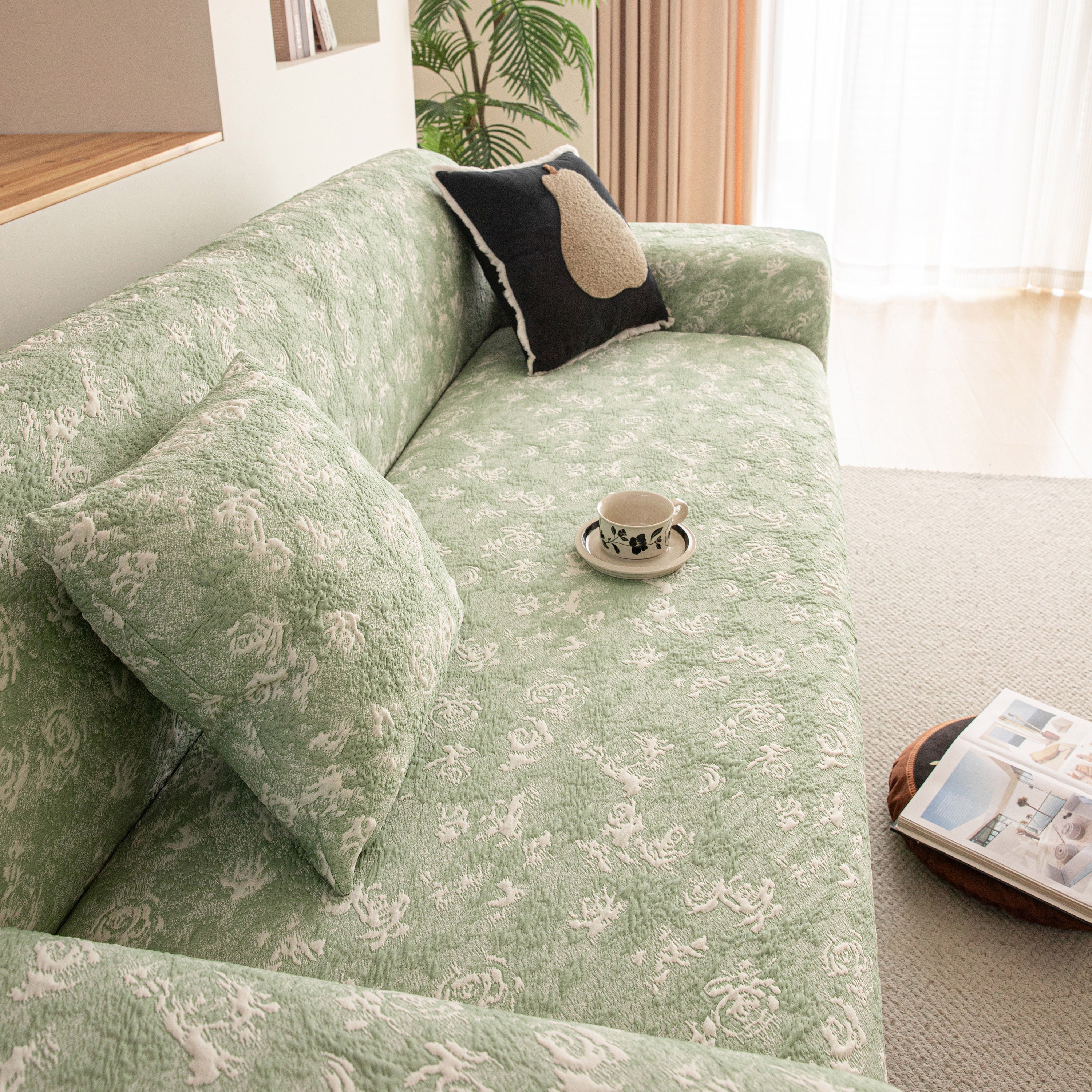 High Stretch Thick 3d Spacer Sofa Cover, Air-layer Jacquard Cushioned Couch Slipcover