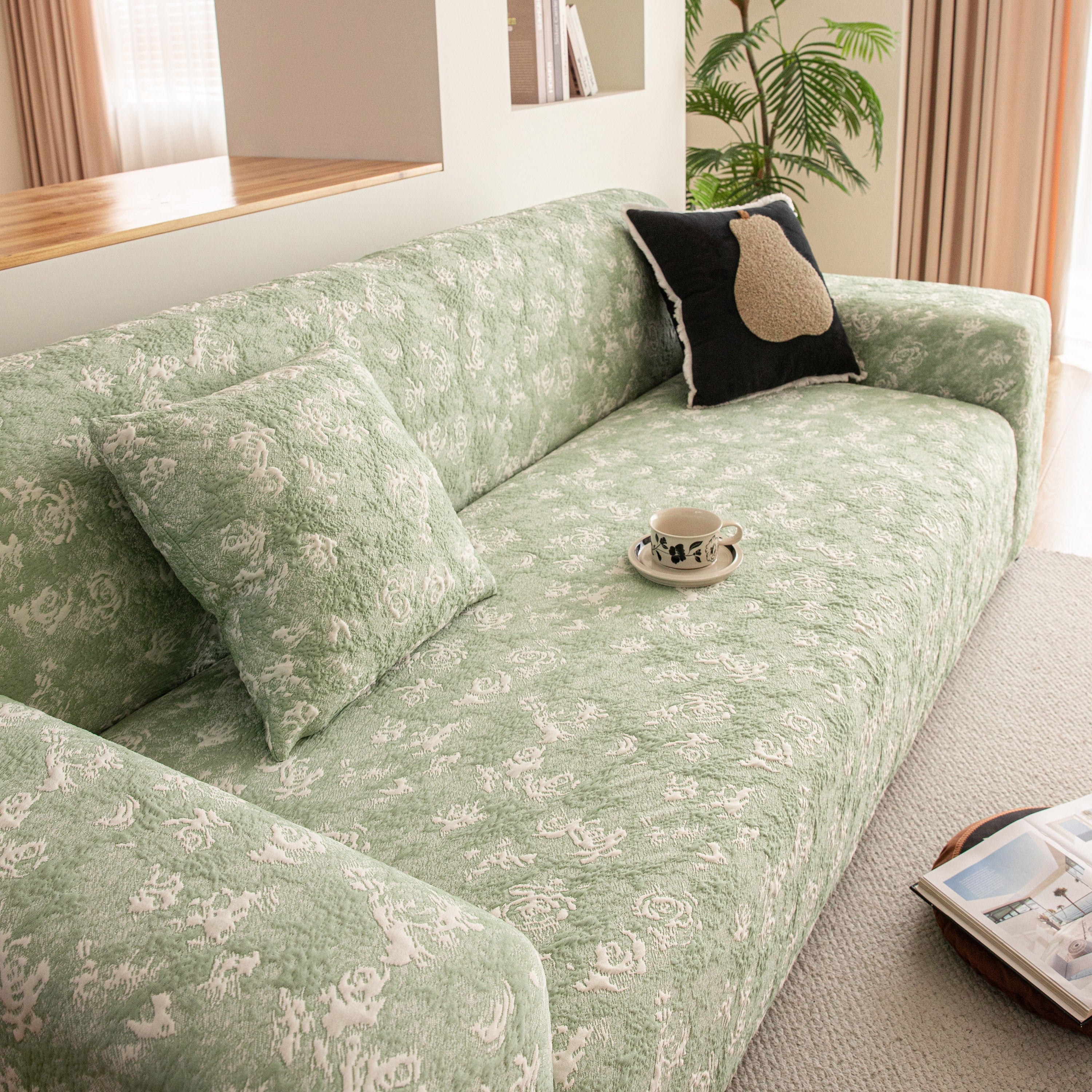 High Stretch Thick 3d Spacer Sofa Cover, Air-layer Jacquard Cushioned Couch Slipcover