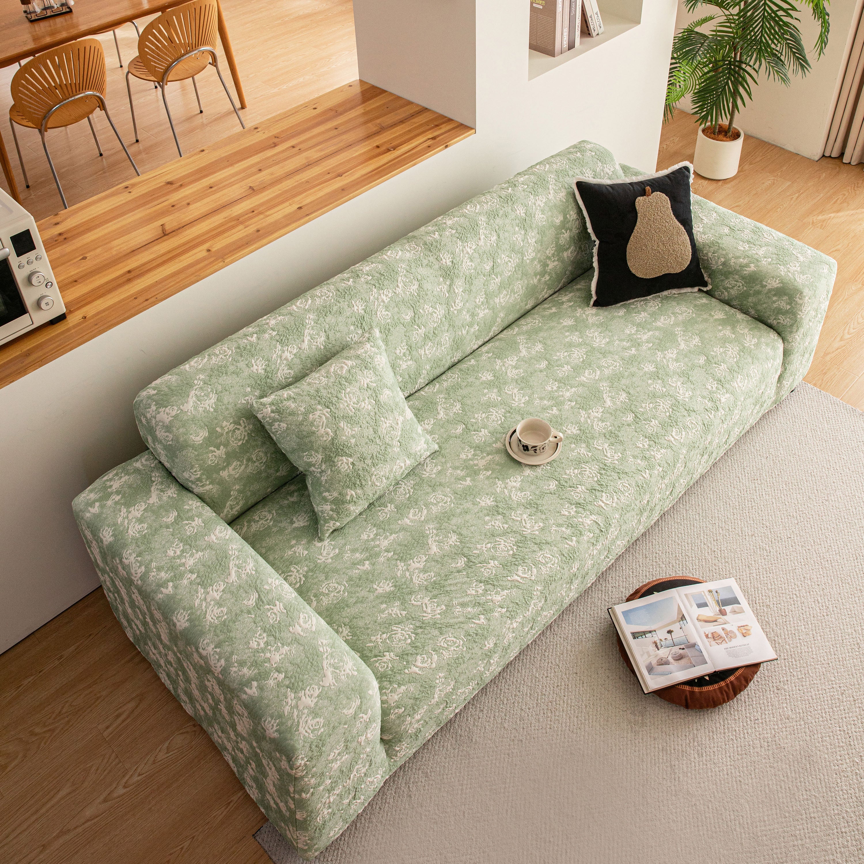 High Stretch Thick 3d Spacer Sofa Cover, Air-layer Jacquard Cushioned Couch Slipcover