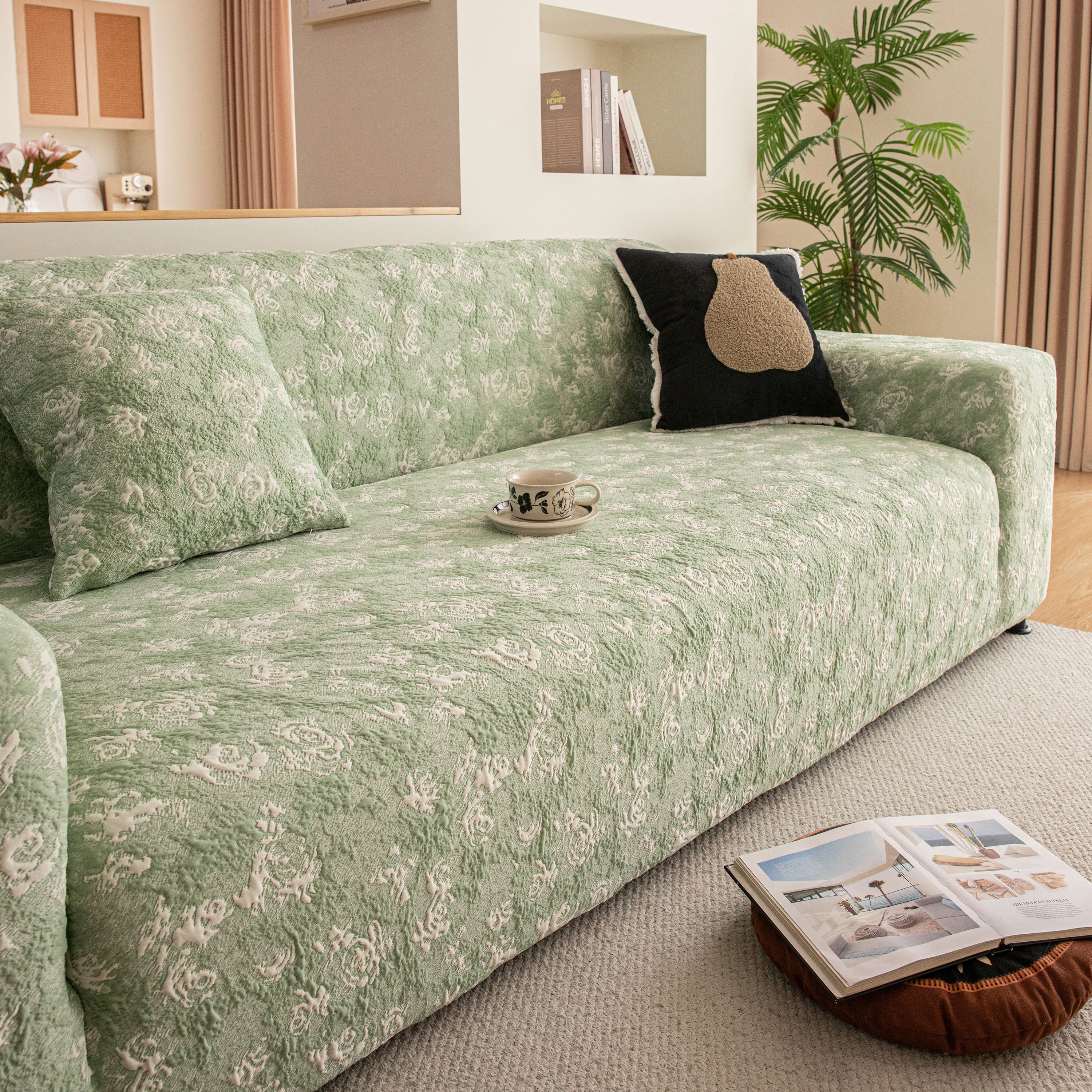 High Stretch Thick 3d Spacer Sofa Cover, Air-layer Jacquard Cushioned Couch Slipcover