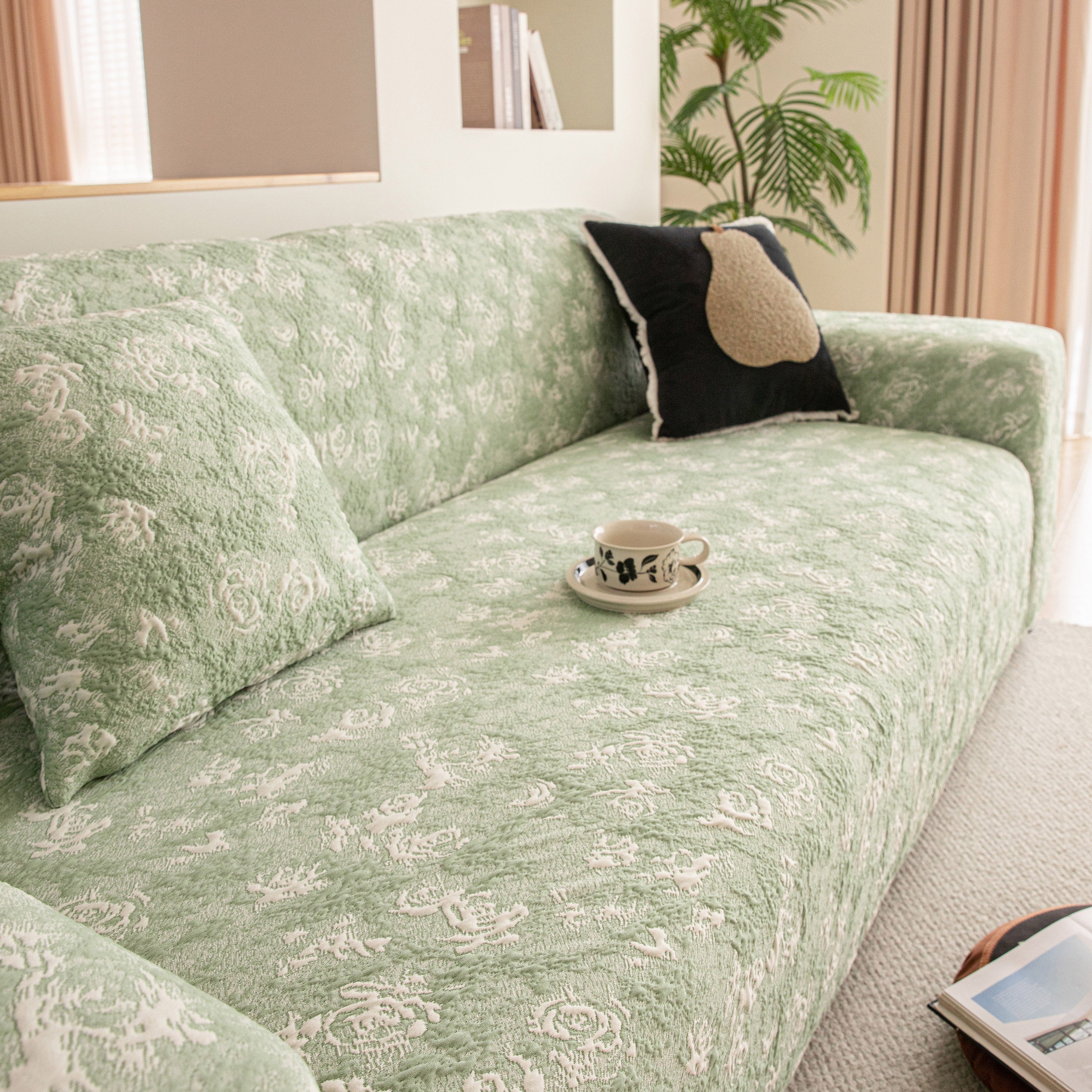 High Stretch Thick 3d Spacer Sofa Cover, Air-layer Jacquard Cushioned Couch Slipcover