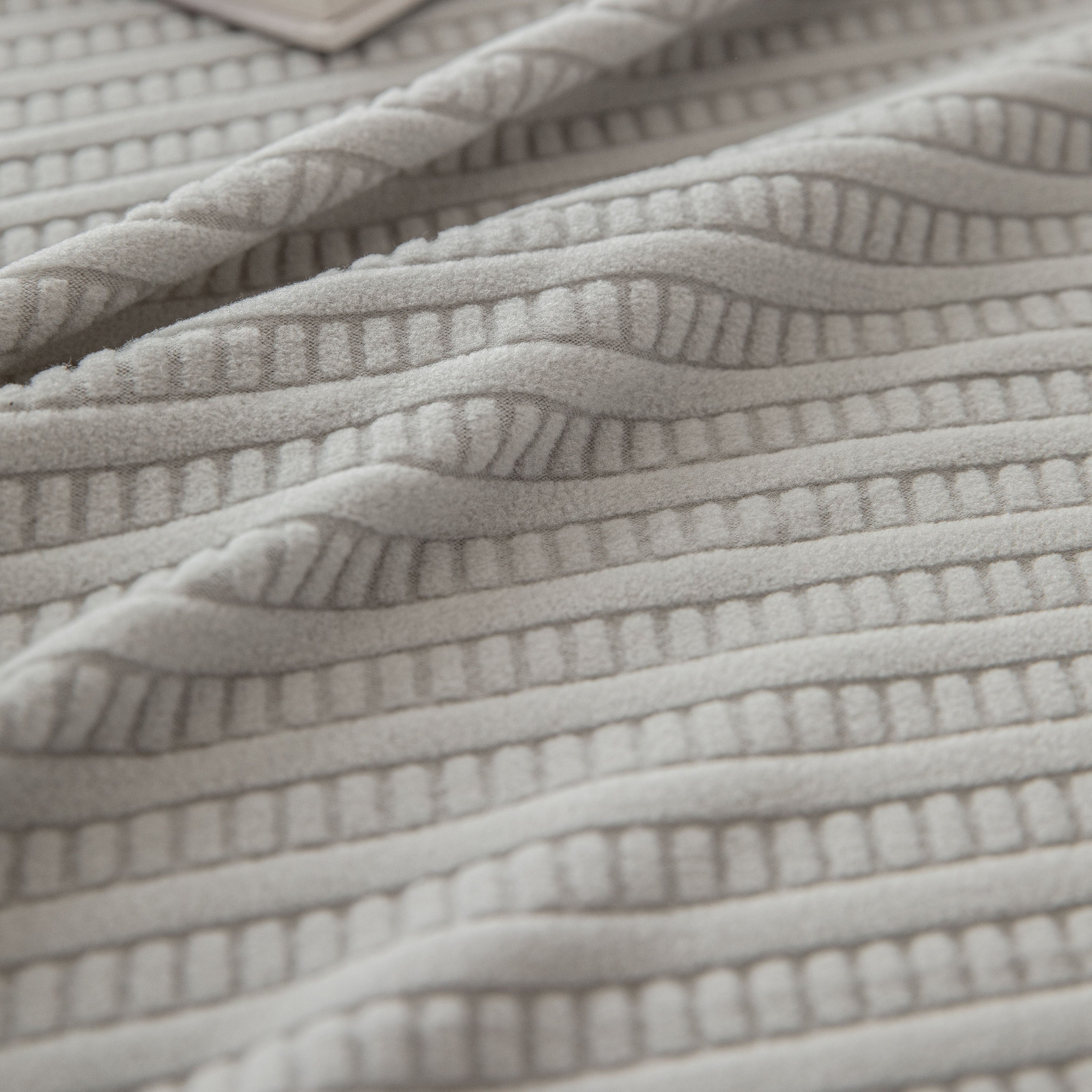 3d Grid Jacquard Sofa Cover, High Stretch Plush Waffle Couch Slipcover With Tie Straps