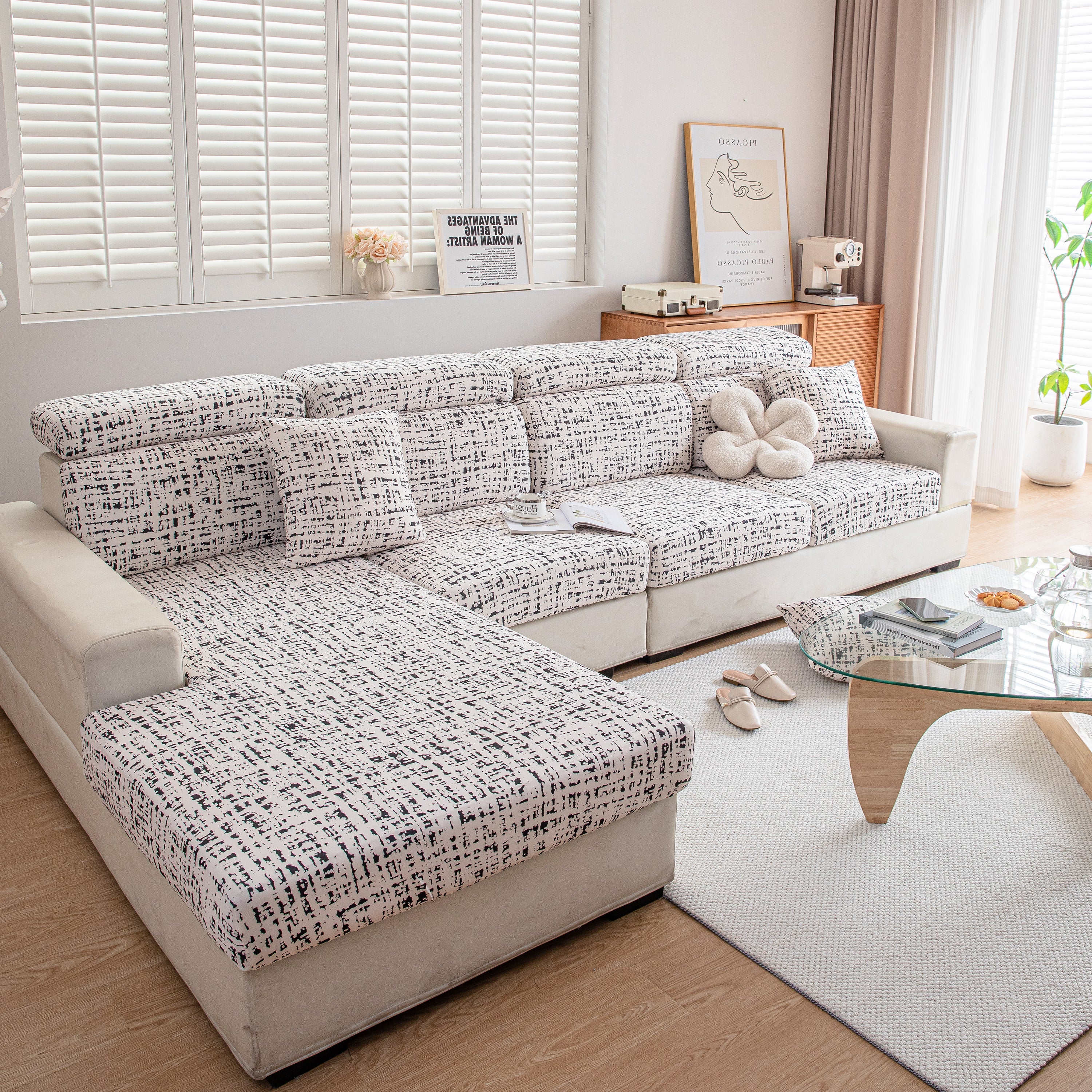 Stretch Individual Cushion Slipcovers, Furniture Protector With Elastic Bottom, Couch Cover Replacement