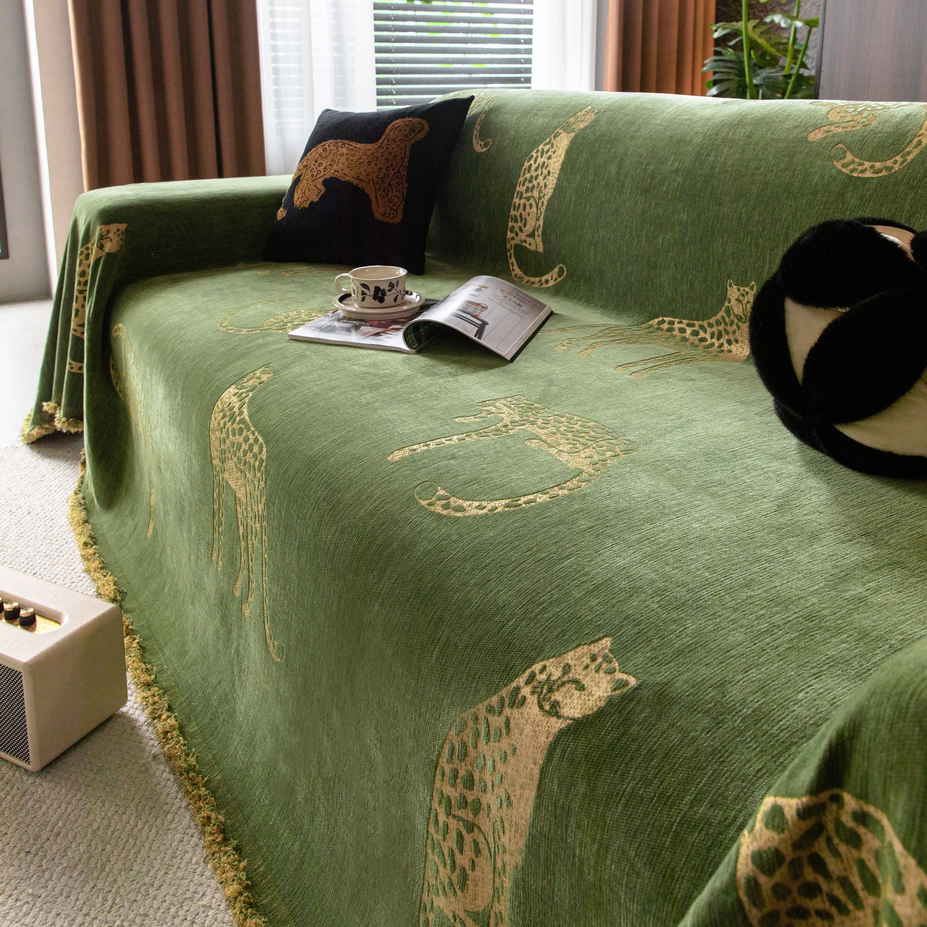 Leopard Sofa Cover Blanket Stylish Furniture Protector Throw For Couches & Loveseats