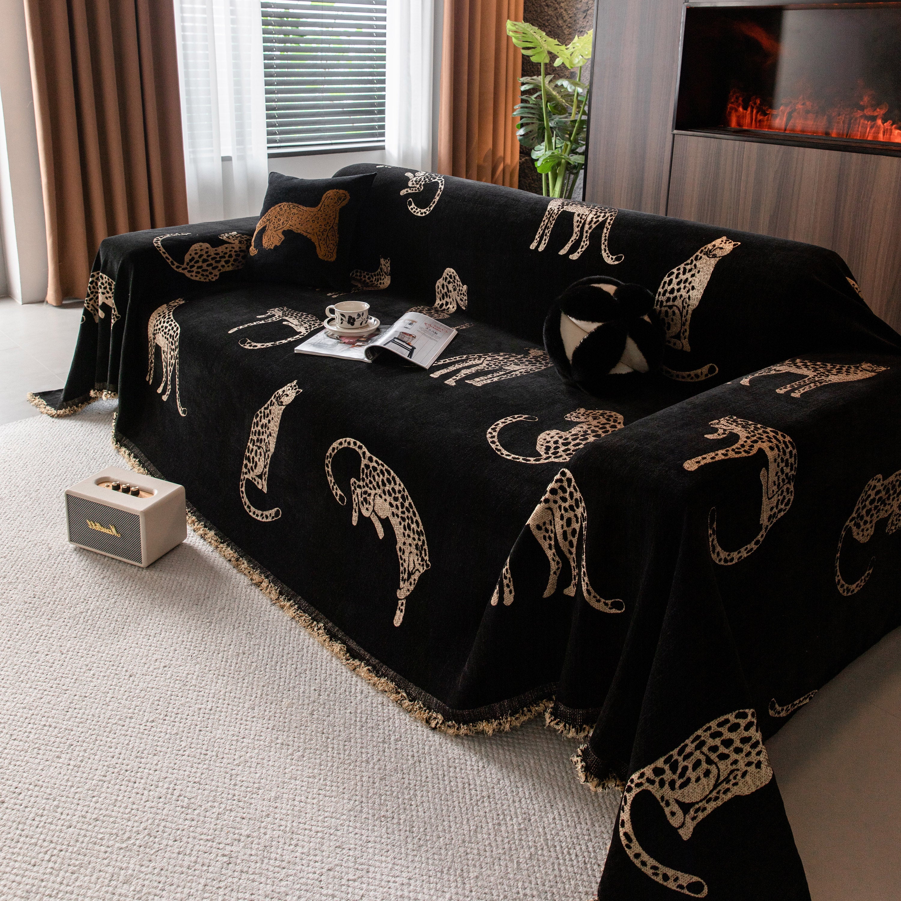 Leopard Sofa Cover Blanket Stylish Furniture Protector Throw For Couches & Loveseats