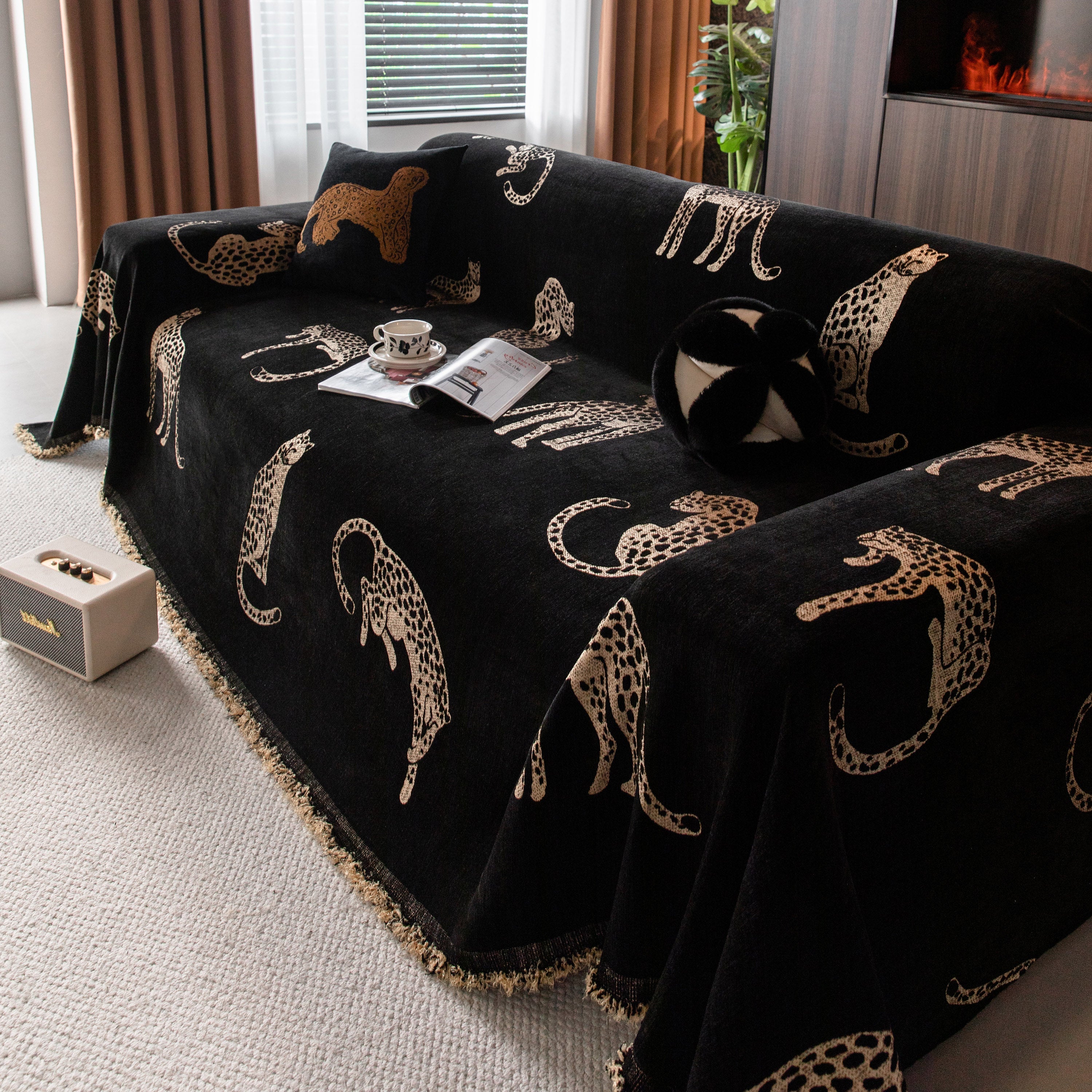 Leopard Sofa Cover Blanket Stylish Furniture Protector Throw For Couches & Loveseats