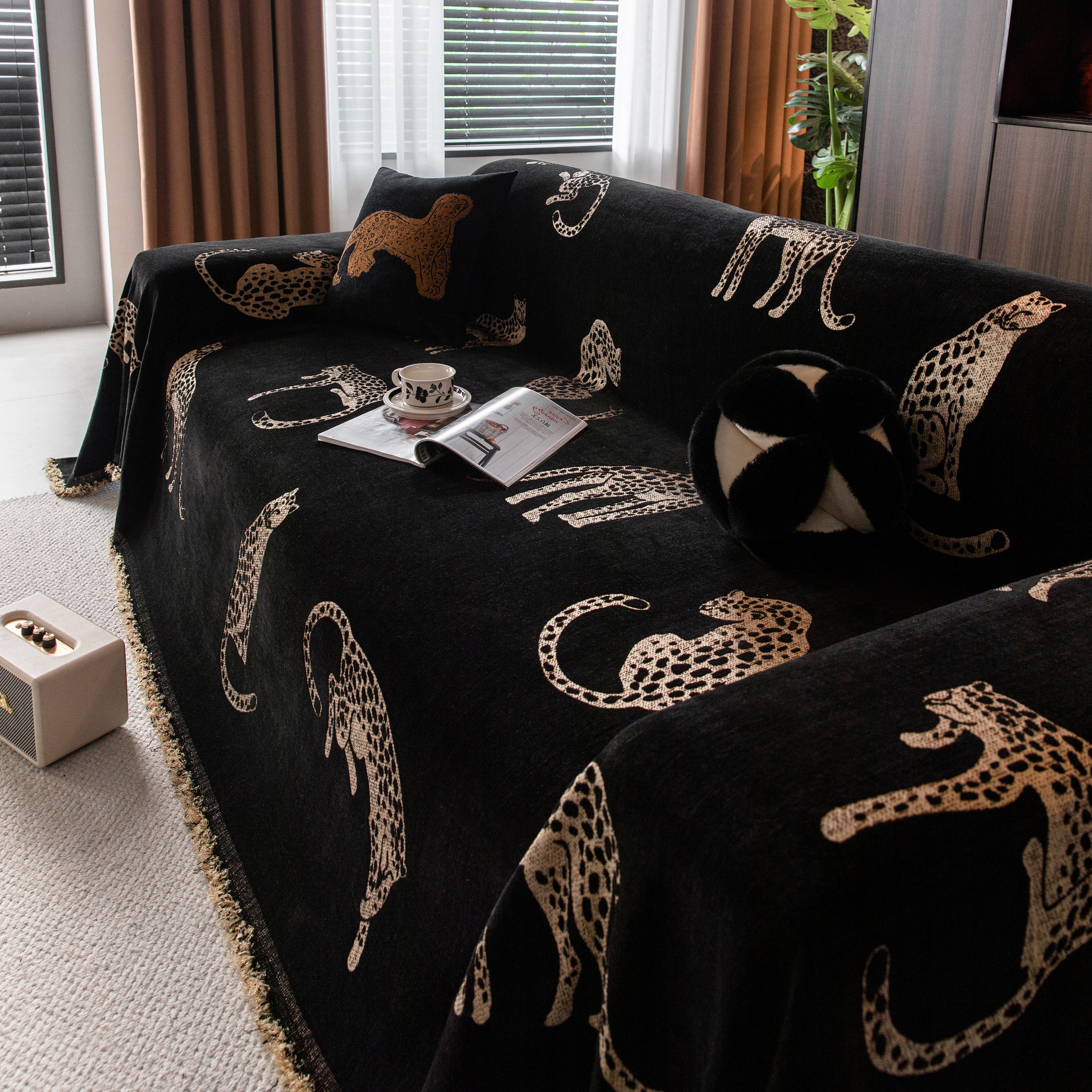 Leopard Sofa Cover Blanket Stylish Furniture Protector Throw For Couches & Loveseats