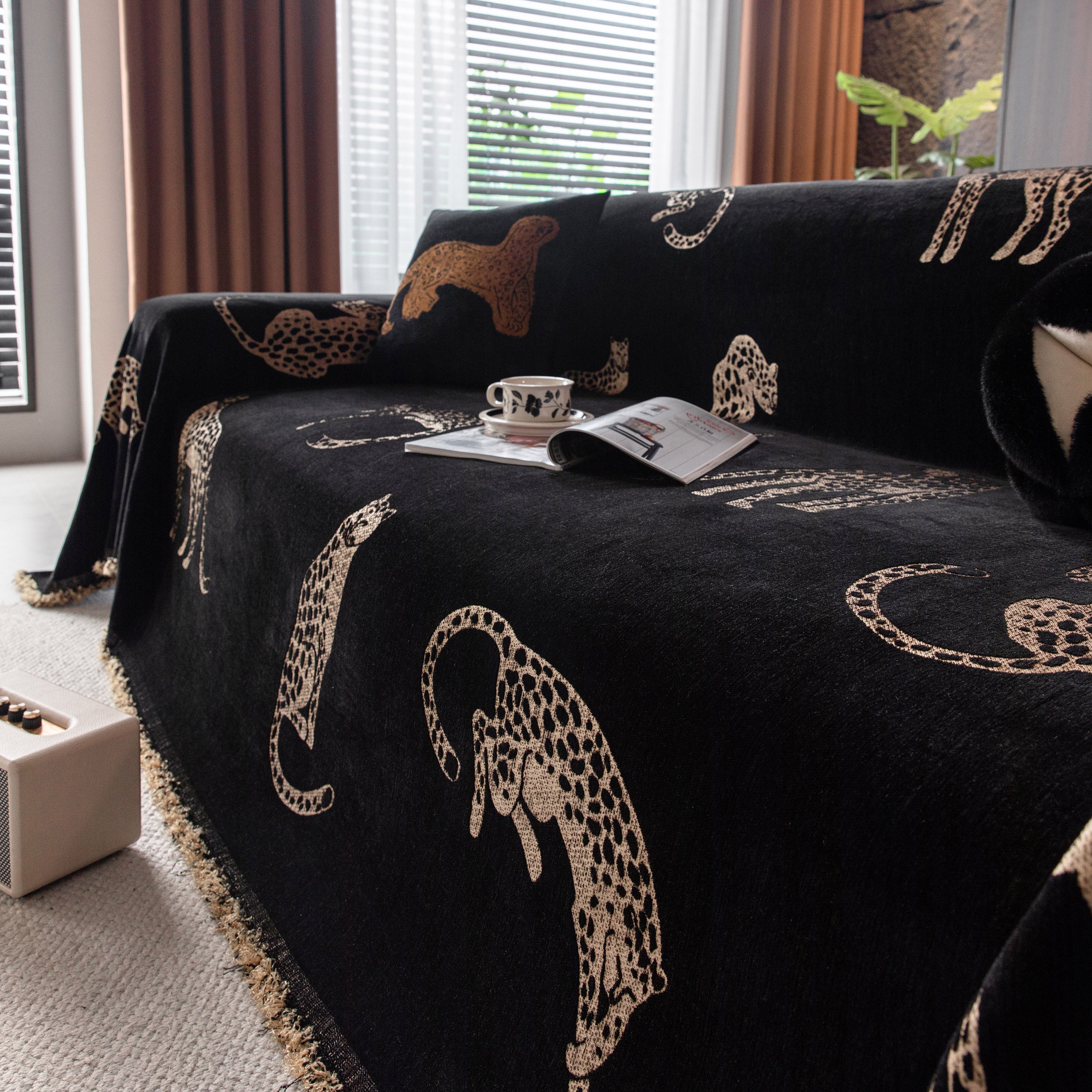 Leopard Sofa Cover Blanket Stylish Furniture Protector Throw For Couches & Loveseats