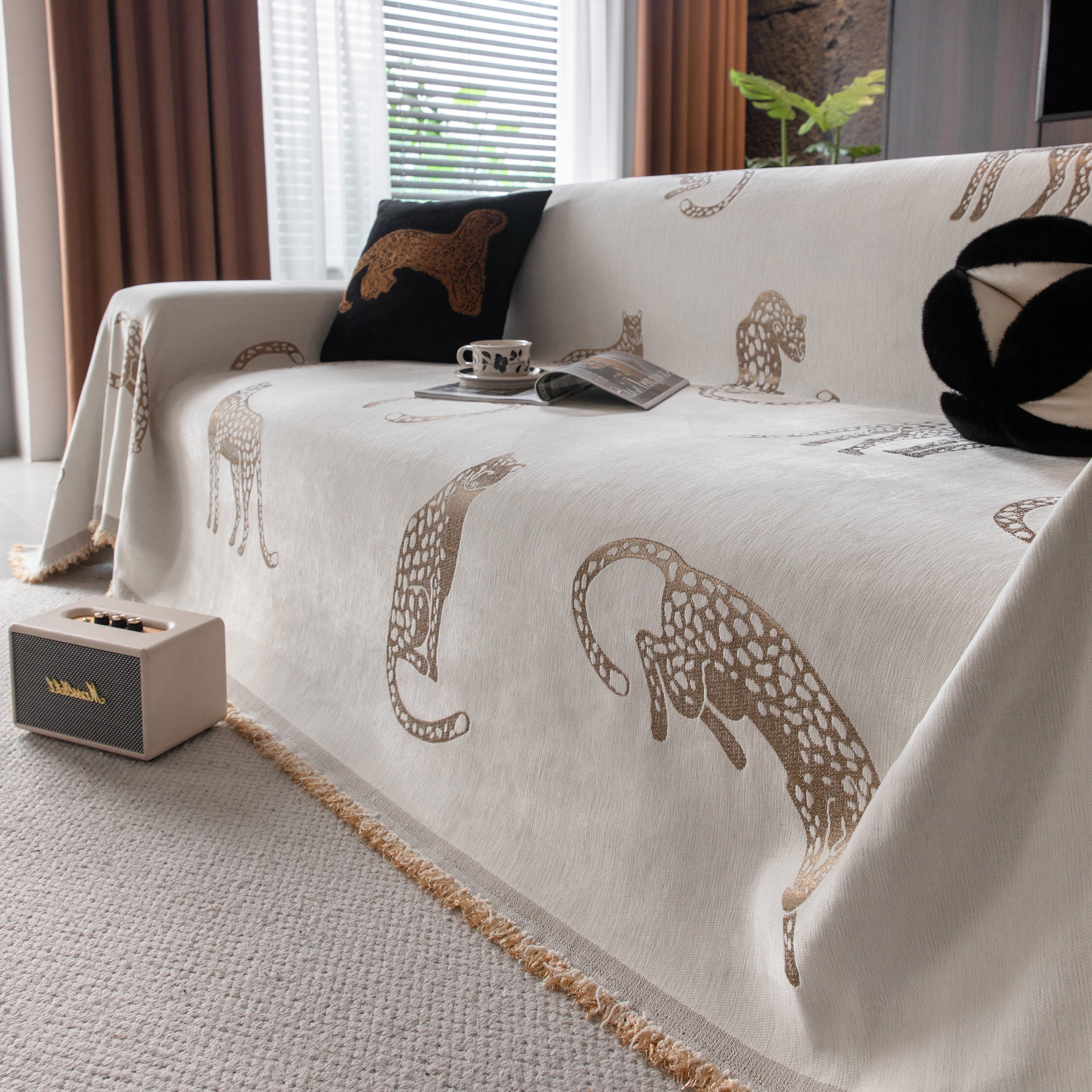Leopard Sofa Cover Blanket Stylish Furniture Protector Throw For Couches & Loveseats