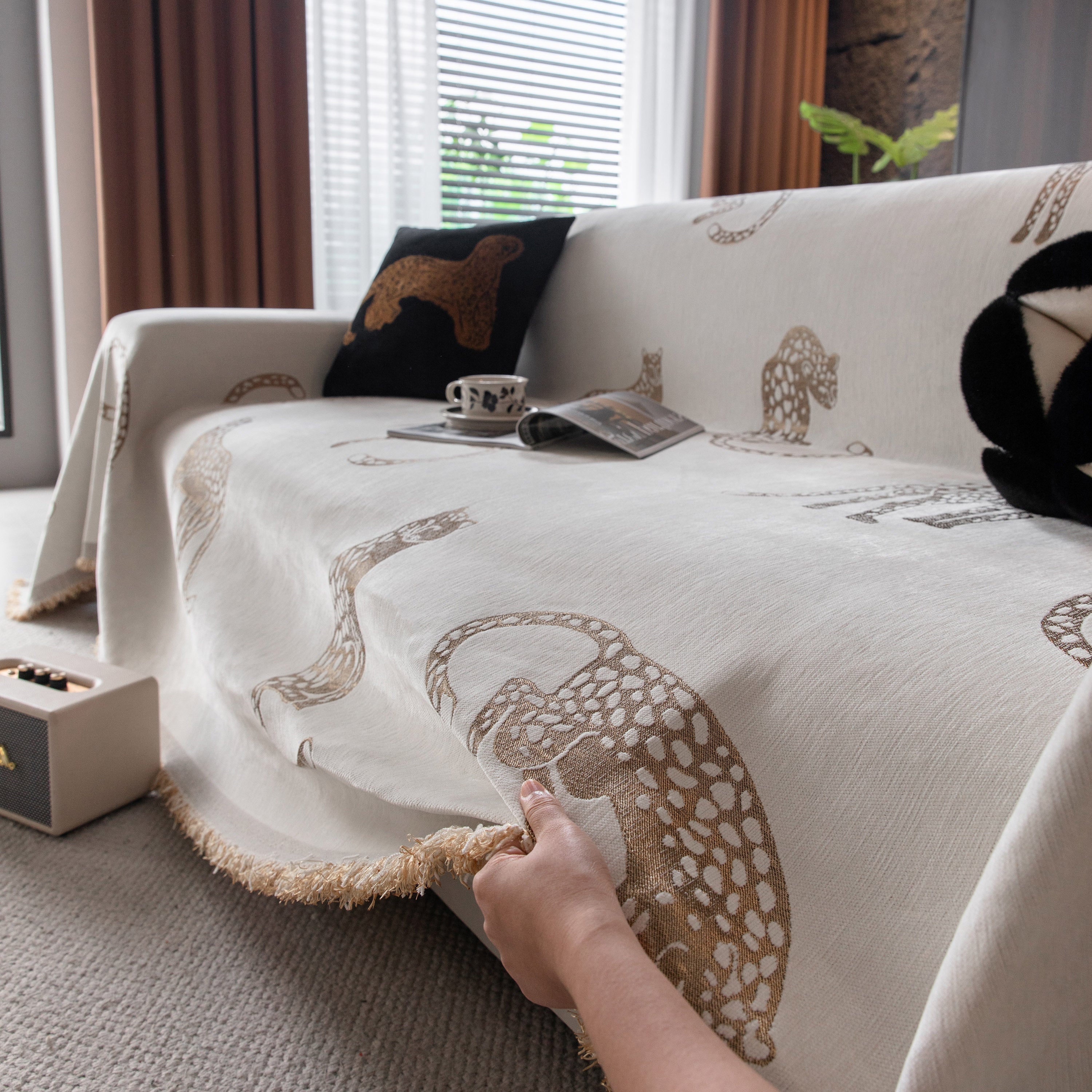 Leopard Sofa Cover Blanket Stylish Furniture Protector Throw For Couches & Loveseats