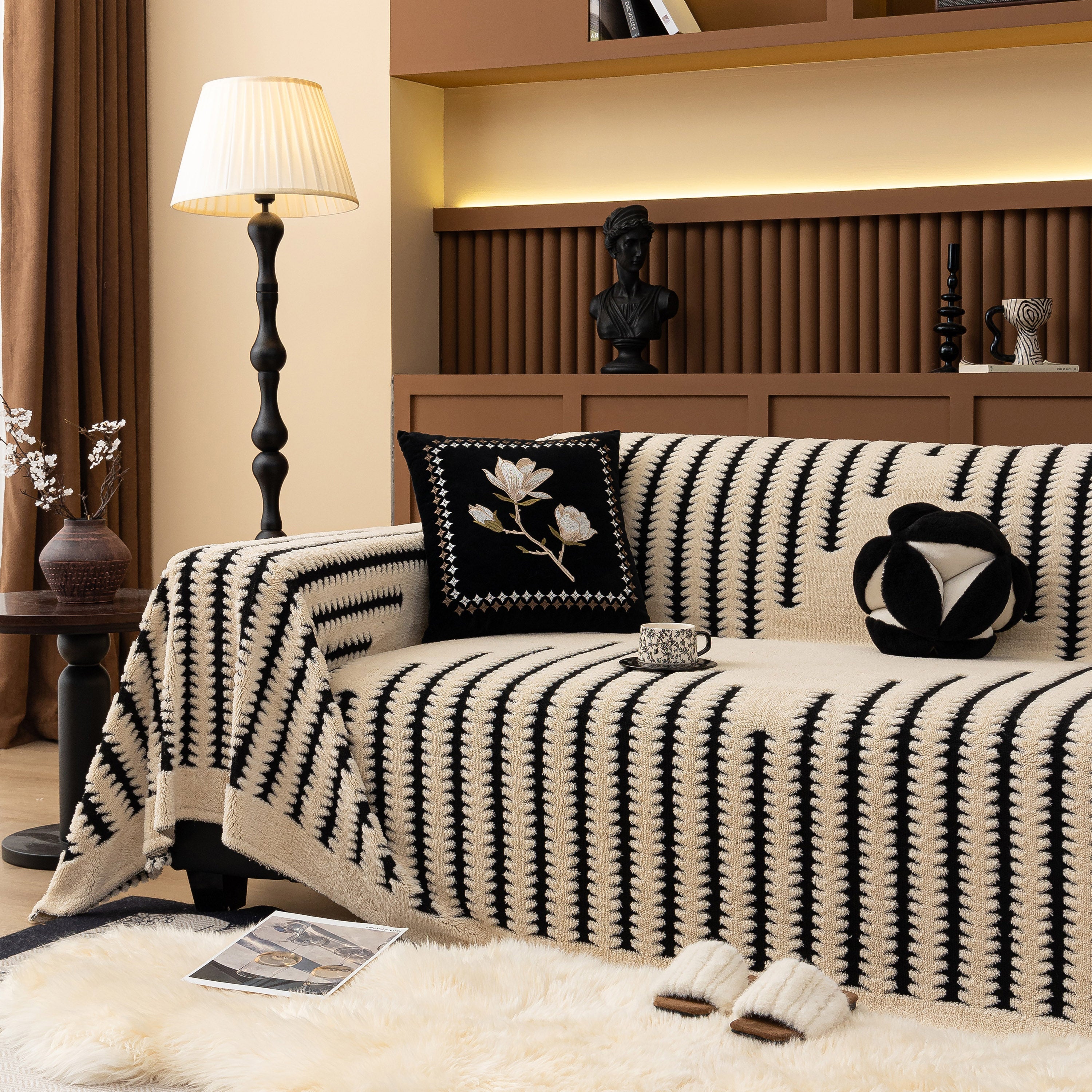 Jacquard Fleece Throw Blanket For Couch Plush Fuzzy Cozy Soft Blankets And Throws For Sofa